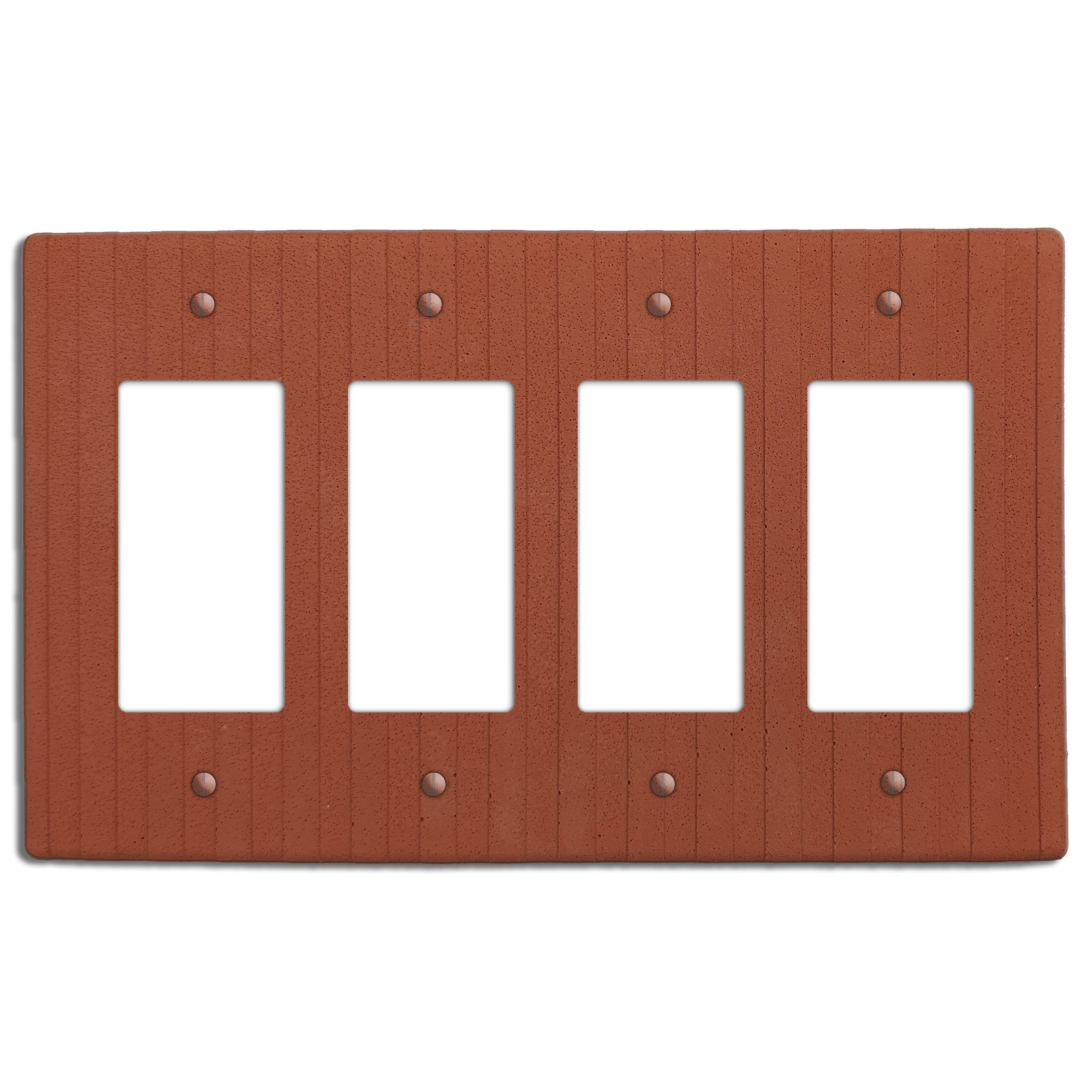 Terra Red Boho Stripes Four Rocker Switchplate