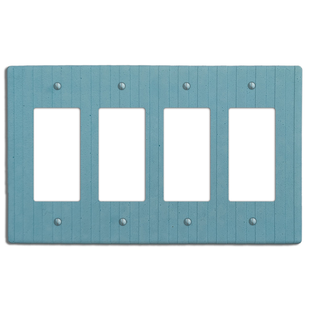 Caribbean Blue Boho Stripes Four Rocker Switchplate