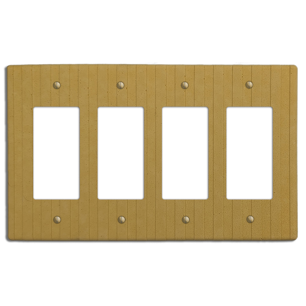 Saffron Yellow Boho Stripes Four Rocker Switchplate