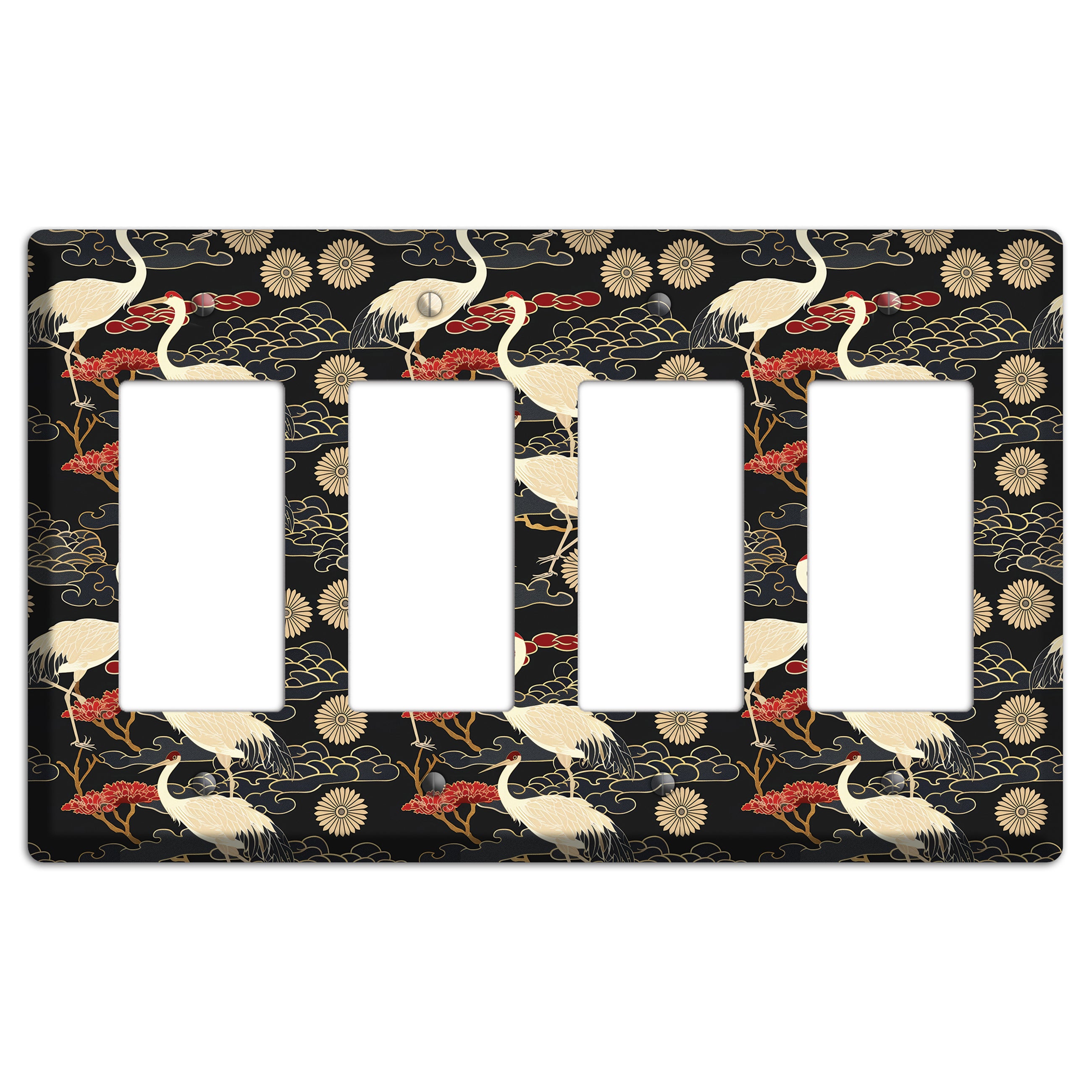 Obsidian Crane Procession 4 Rocker Wallplate
