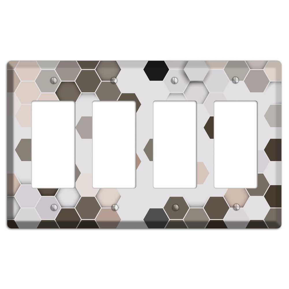 Hex Grid ‚Äì Cool Slate 4 Rocker Wallplate
