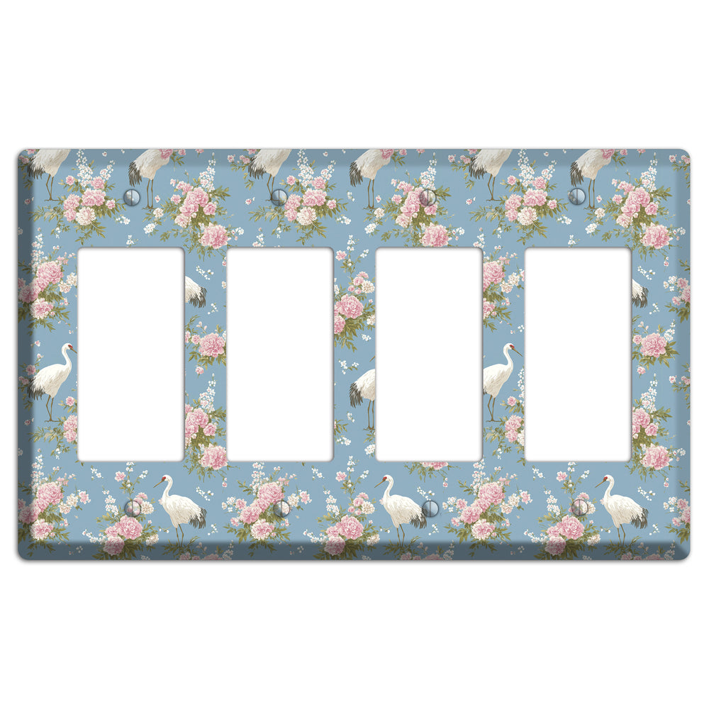 Dusty Blue Peony Flight 4 Rocker Wallplate