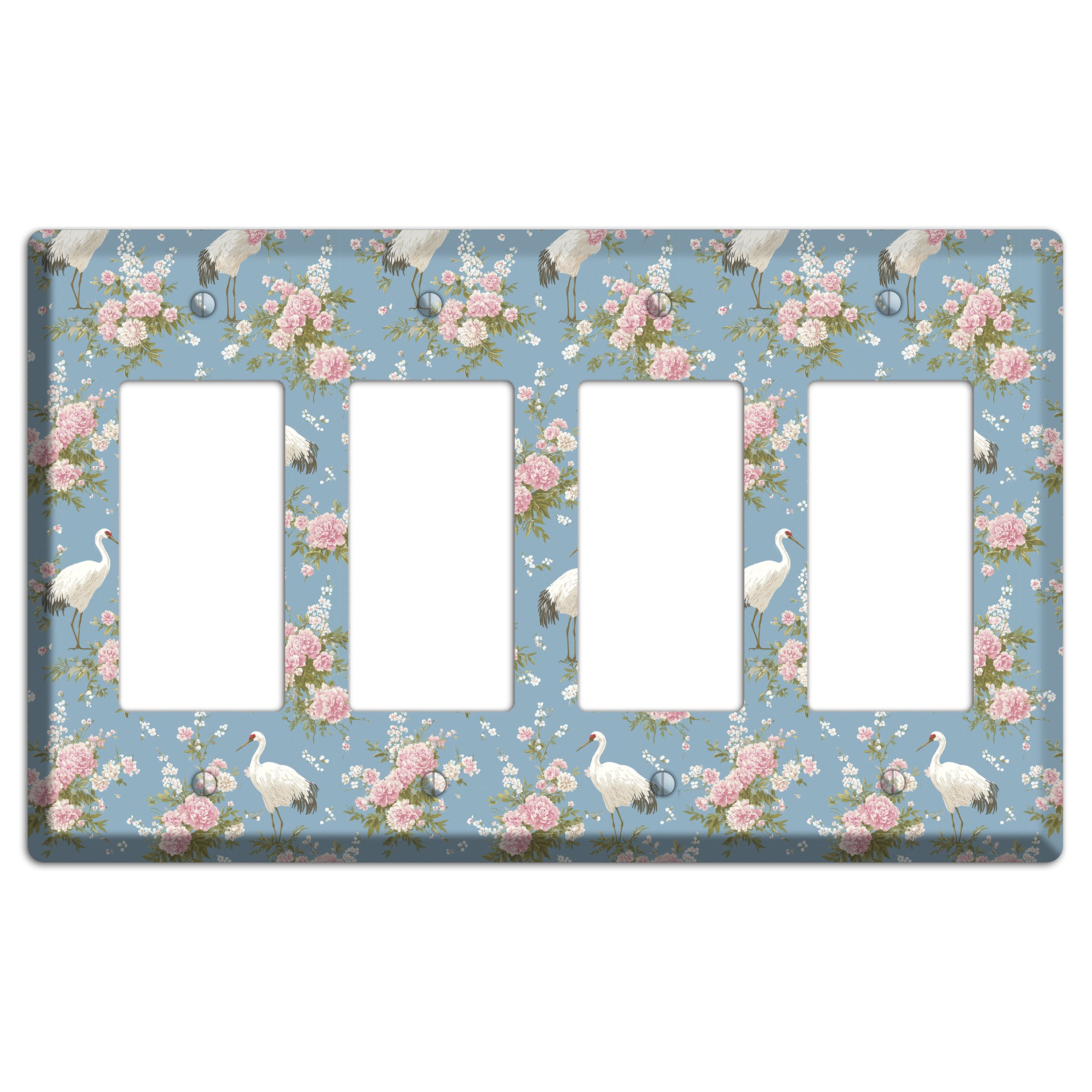 Dusty Blue Peony Flight 4 Rocker Wallplate