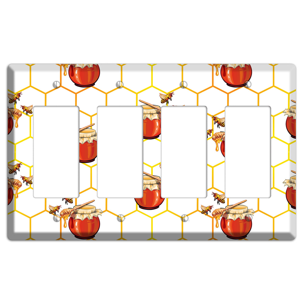 Honeypot & Hive 4 Rocker Wallplate