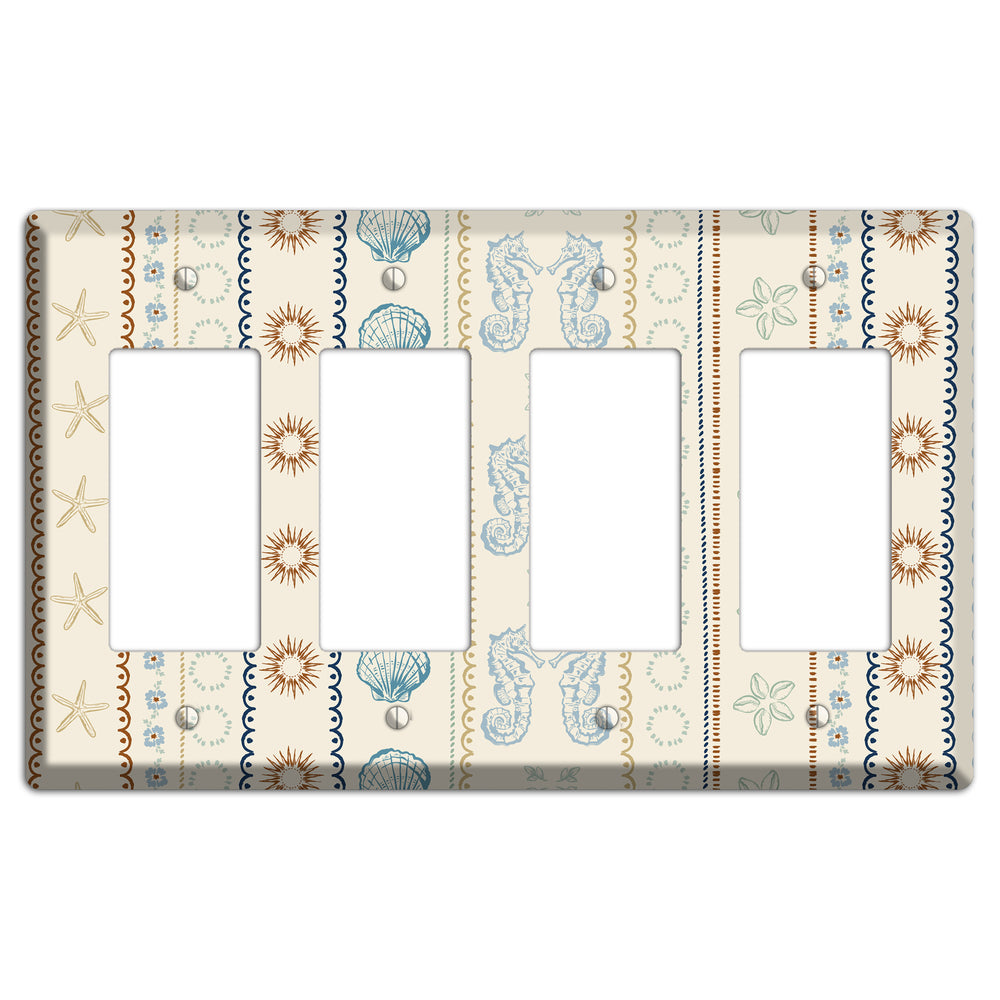 Ivory Seahorse Stripe 4 Rocker Wallplate