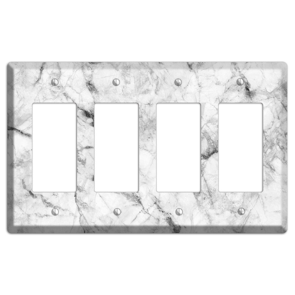 White and Gray Marble 4 Rocker Wallplate