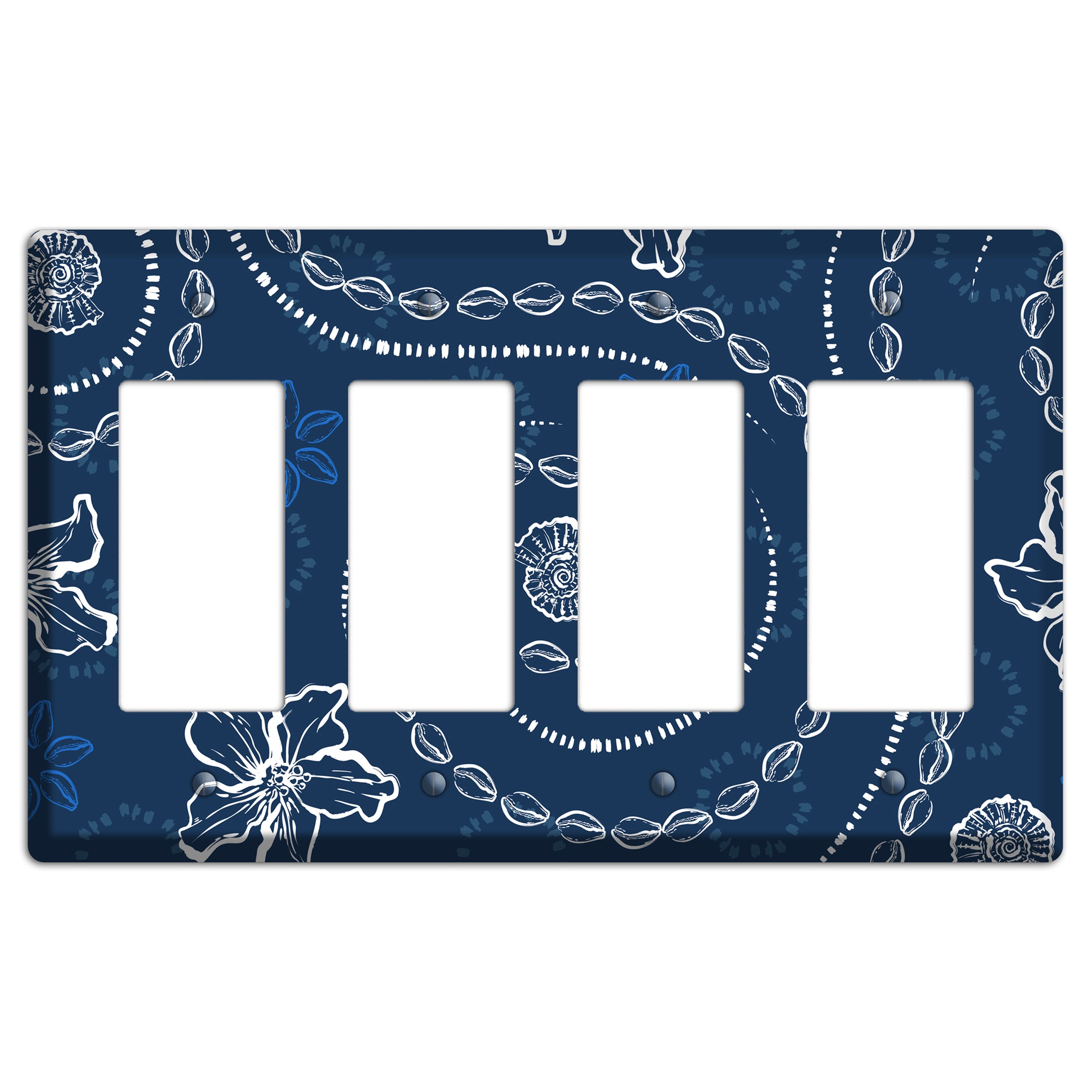 Indigo Cowrie Spiral 4 Rocker Wallplate