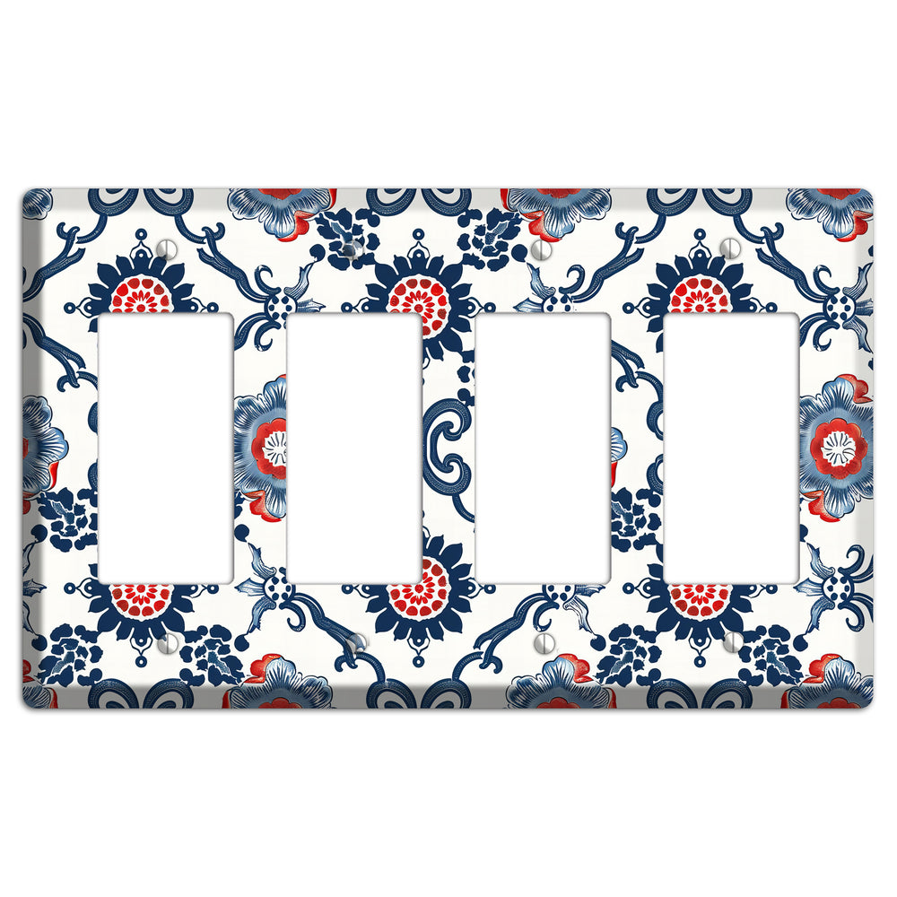 Indigo Court Florals 4 Rocker Wallplate