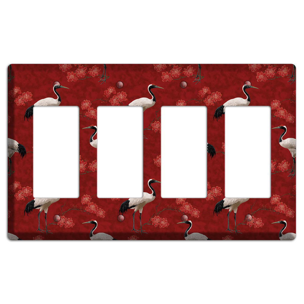 Vermillion Crane Bloom 4 Rocker Wallplate