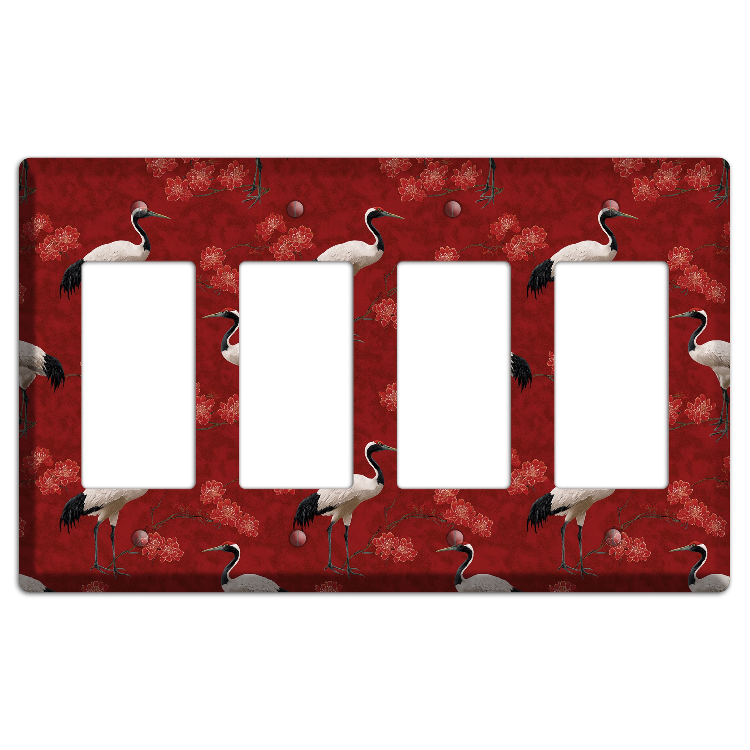 Vermillion Crane Bloom 4 Rocker Wallplate
