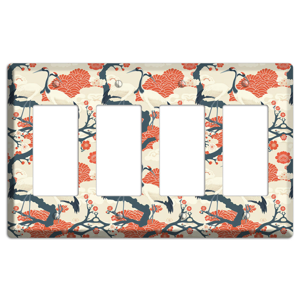 Vermillion Crane Court 4 Rocker Wallplate