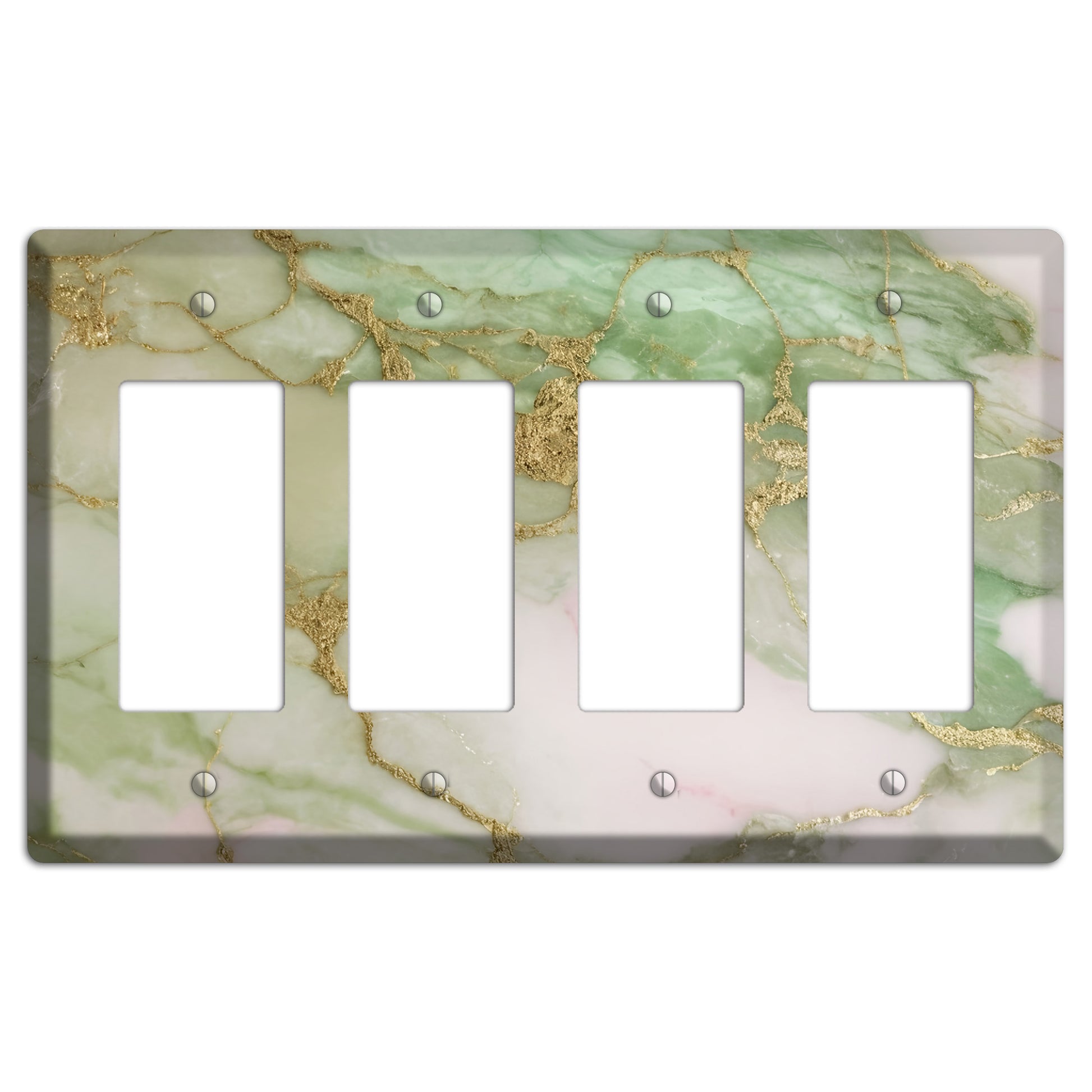 Swamp Green Marble 4 Rocker Wallplate