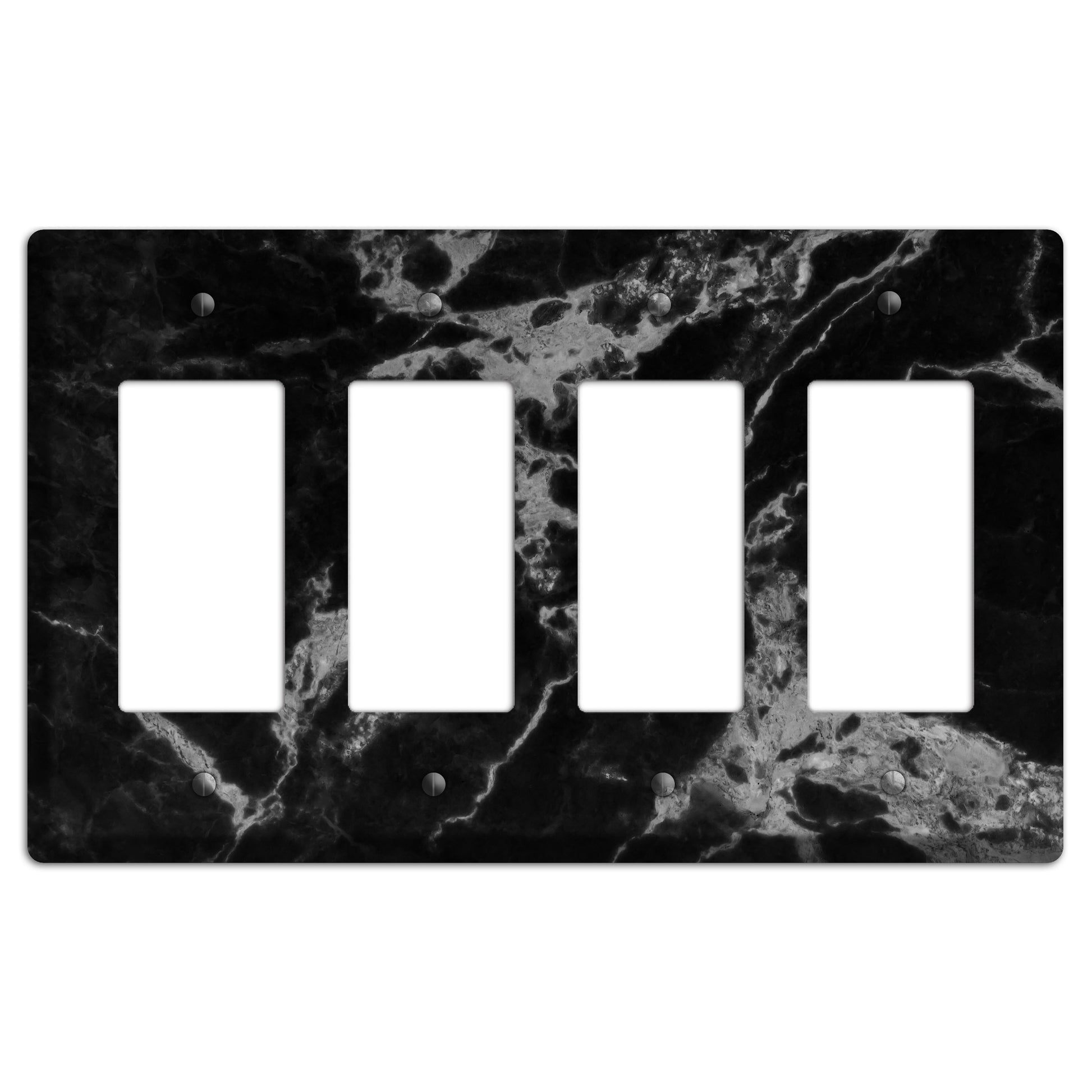 Black and Silver Marble 4 Rocker Wallplate
