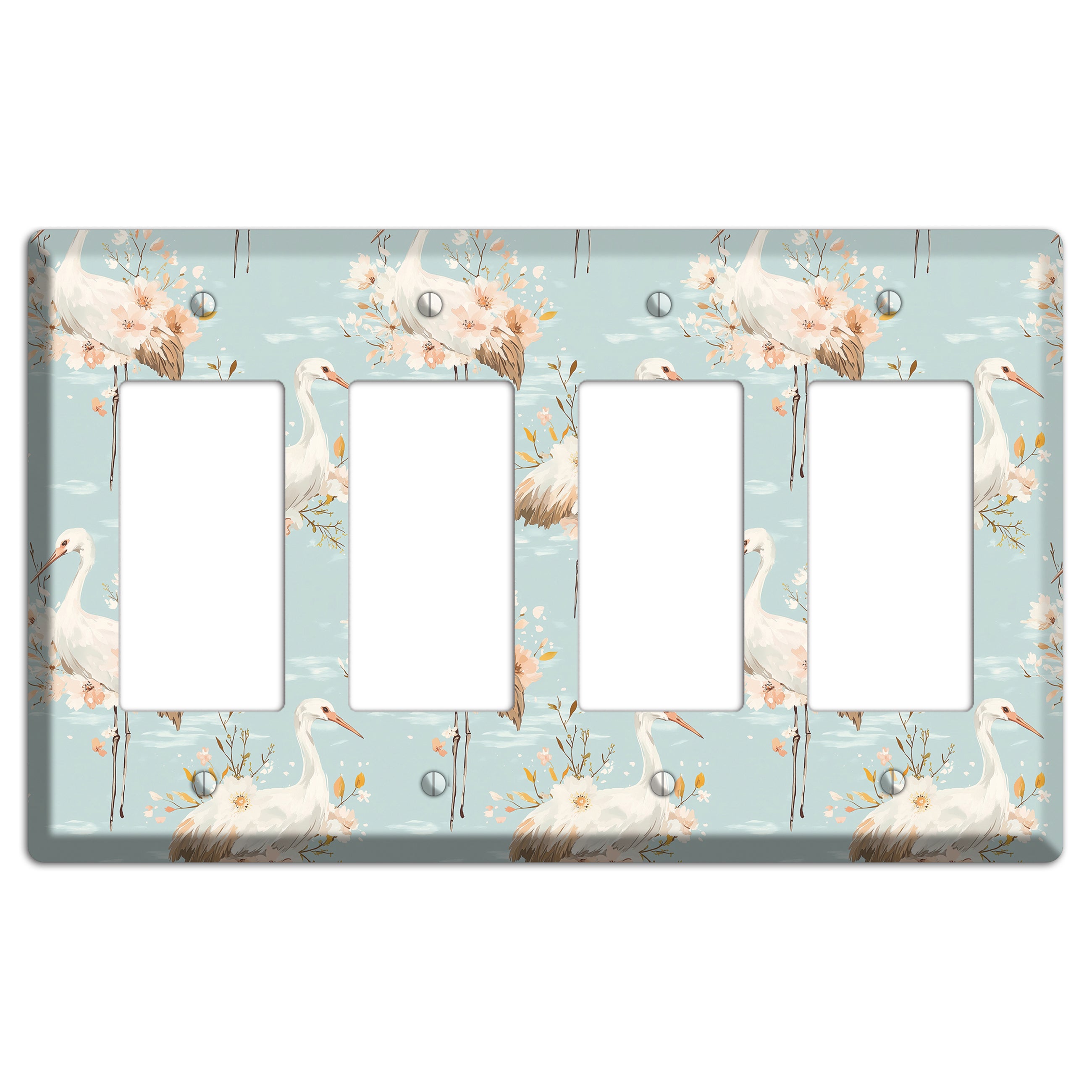 Celadon Crane Reverie 4 Rocker Wallplate