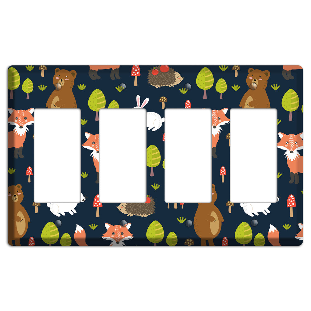 Forest Critters (Navy) 4 Rocker Wallplate