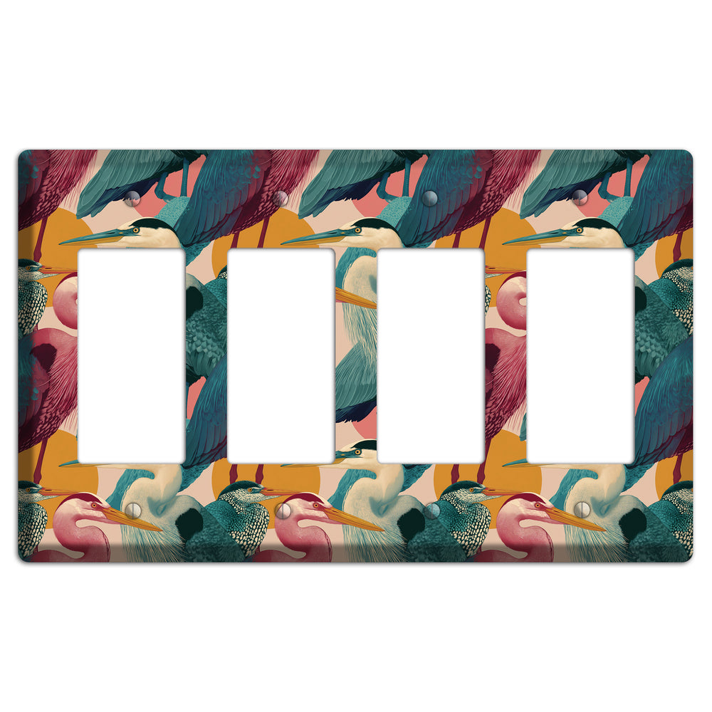 Teal Heron Mosaic 4 Rocker Wallplate