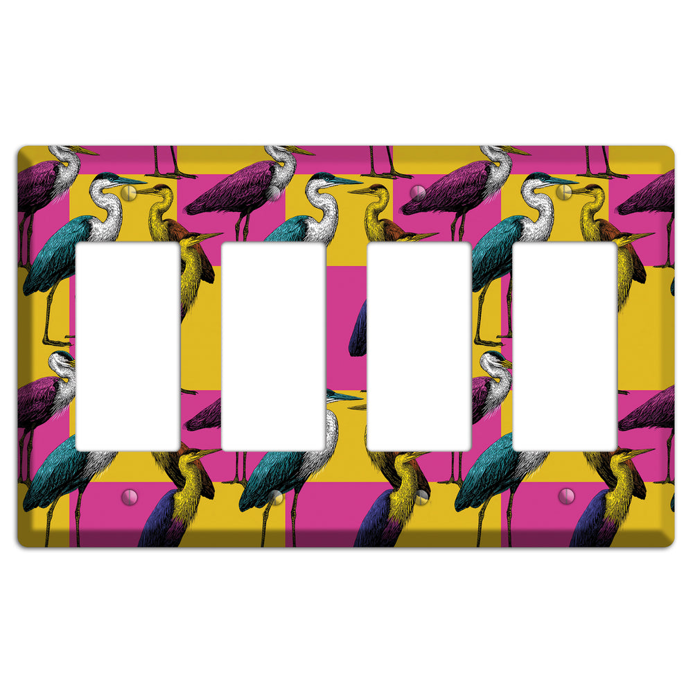 Magenta Heron Grid 4 Rocker Wallplate