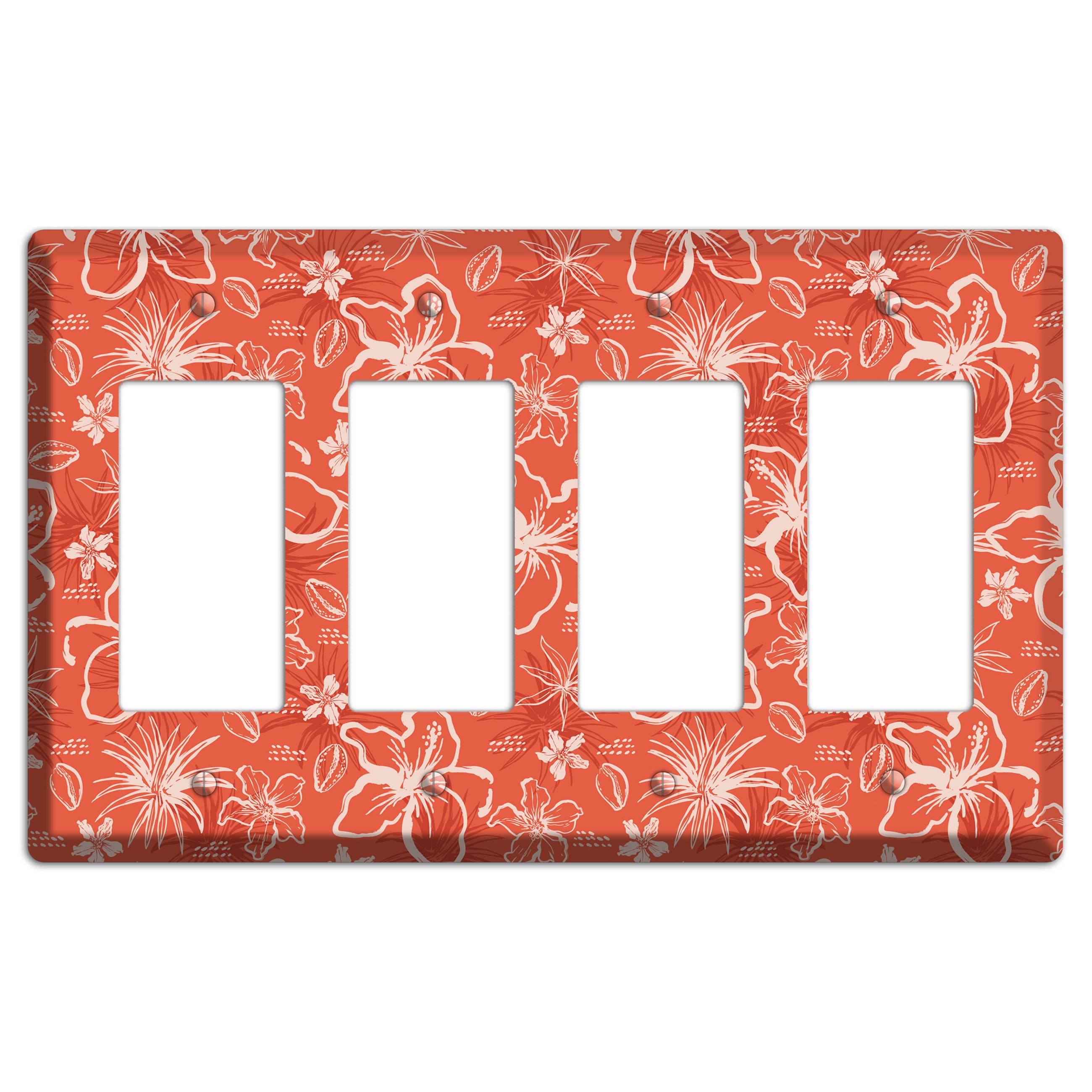 Coral Hibiscus Reverie 4 Rocker Wallplate