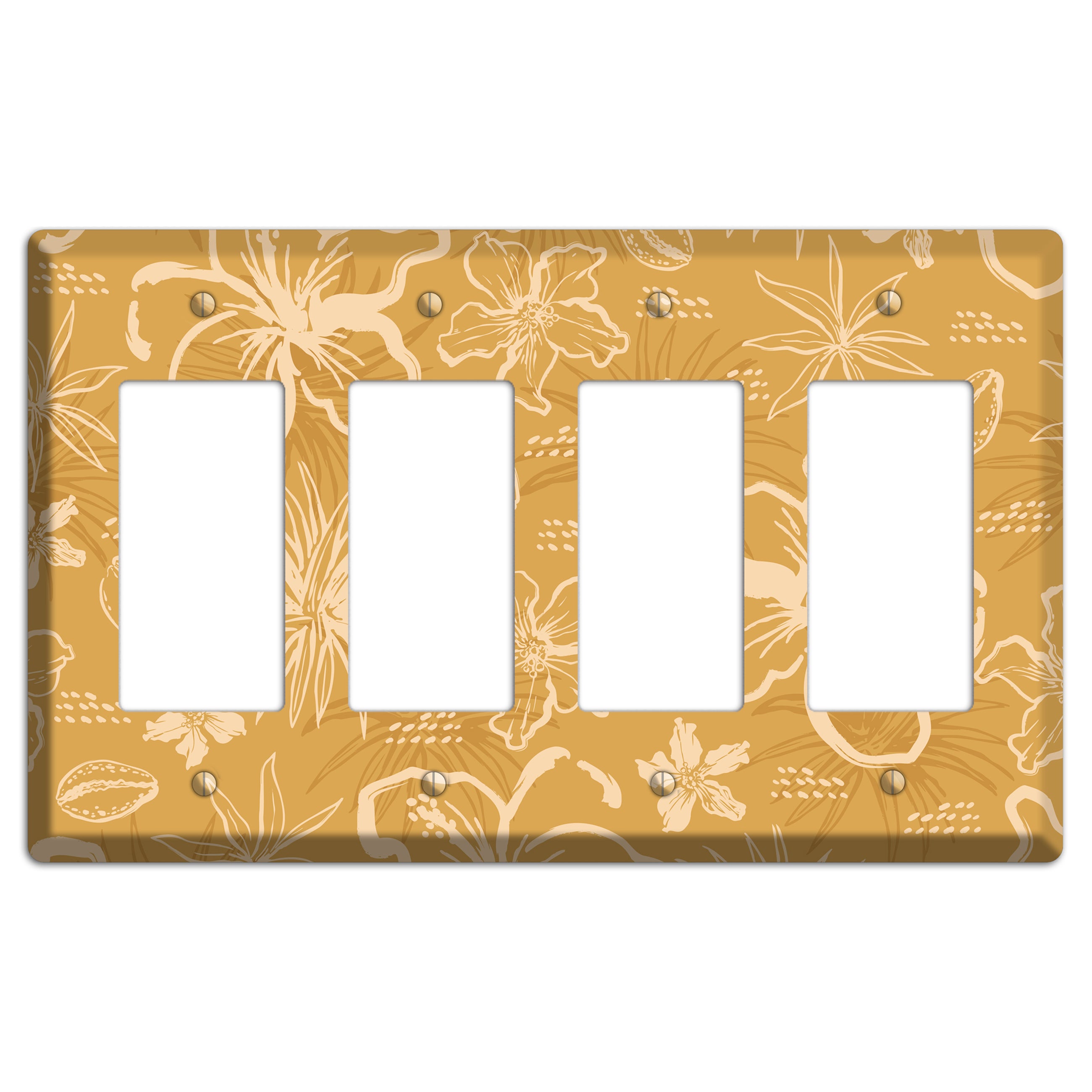 Golden Hibiscus Drift 4 Rocker Wallplate