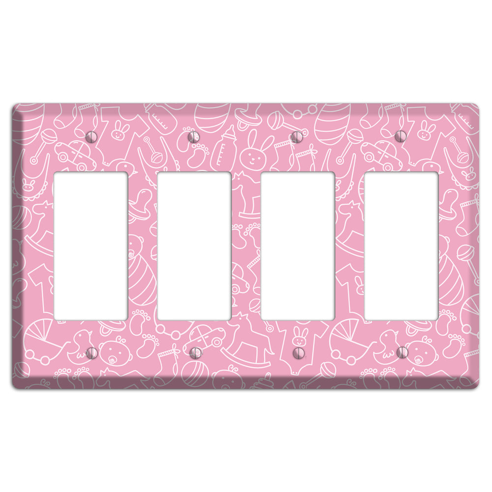 Line Art Baby Pink 4 Rocker Wallplate