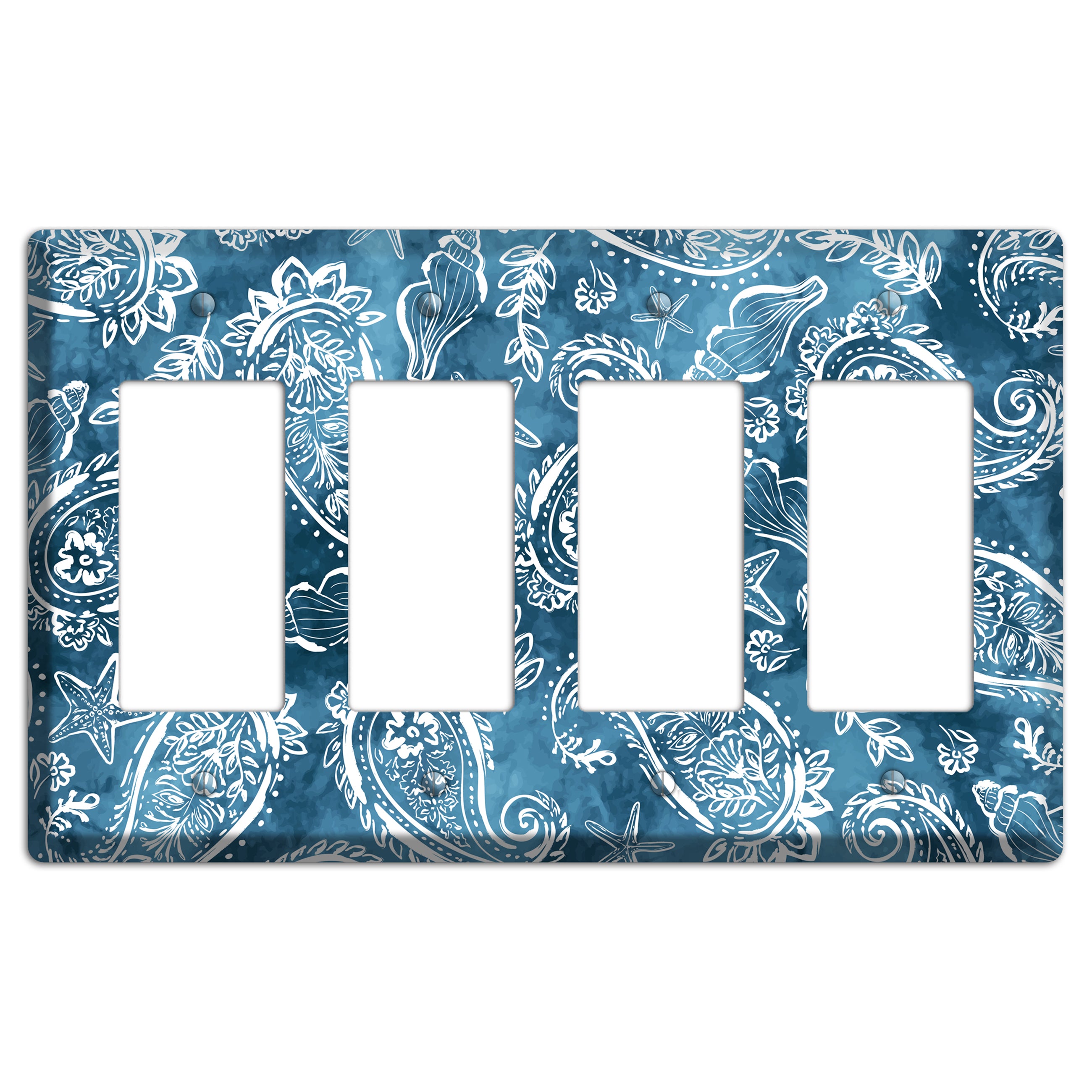 Indigo Tide Paisley 4 Rocker Wallplate