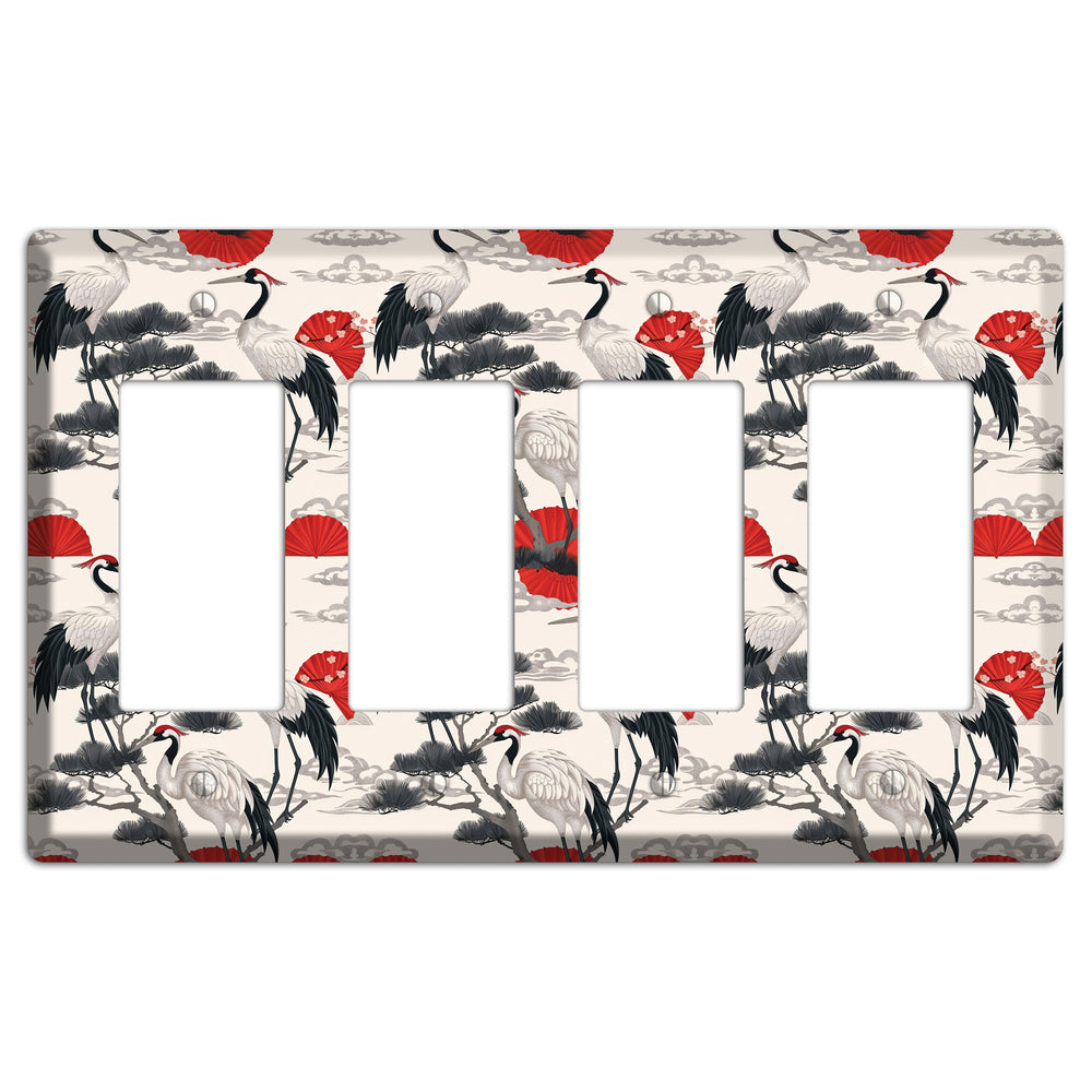 Crimson Fan & Pine 4 Rocker Wallplate