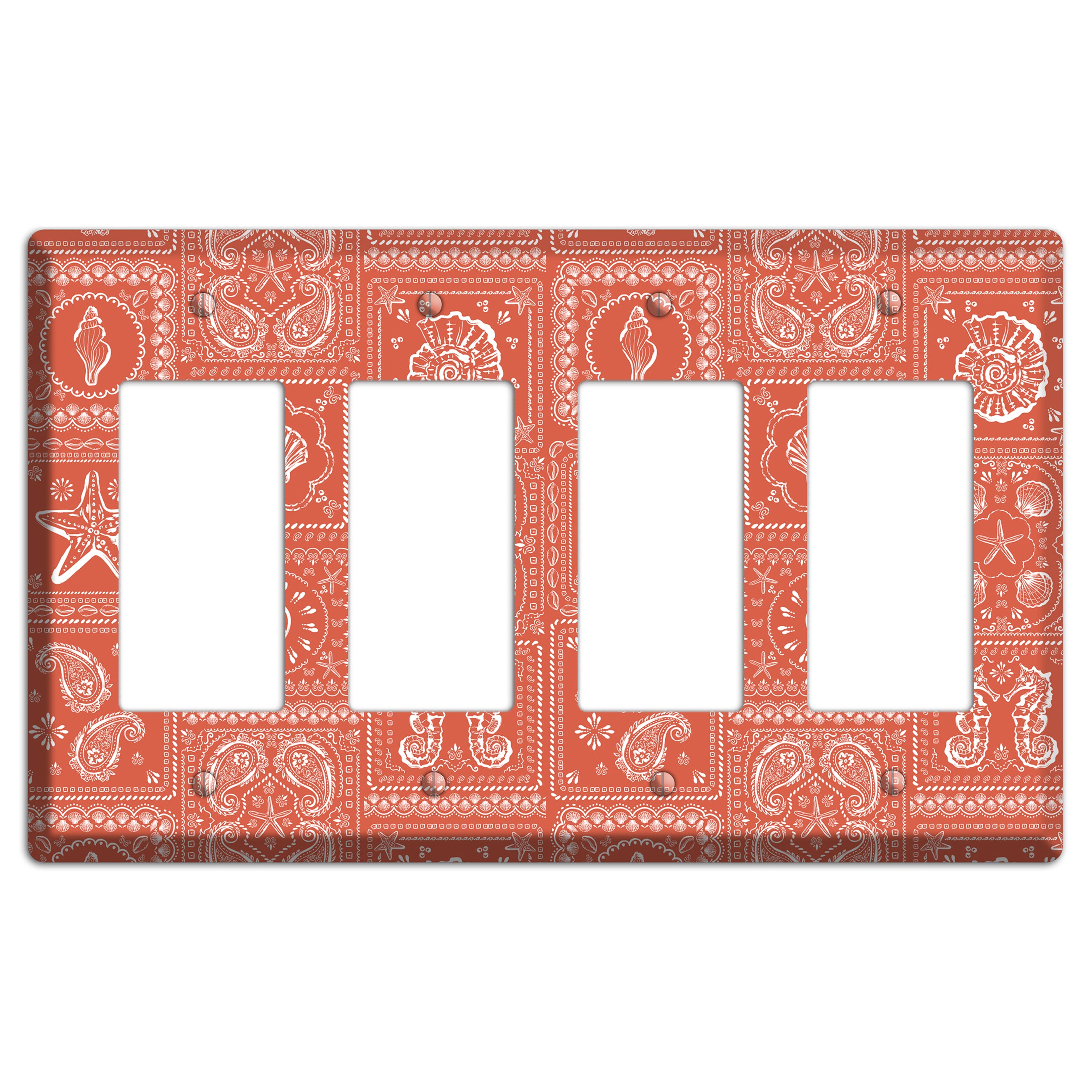 Terracotta Shell Patchwork 4 Rocker Wallplate