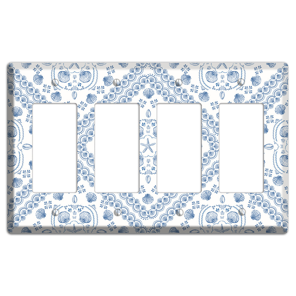 Azure Shell Damask 4 Rocker Wallplate