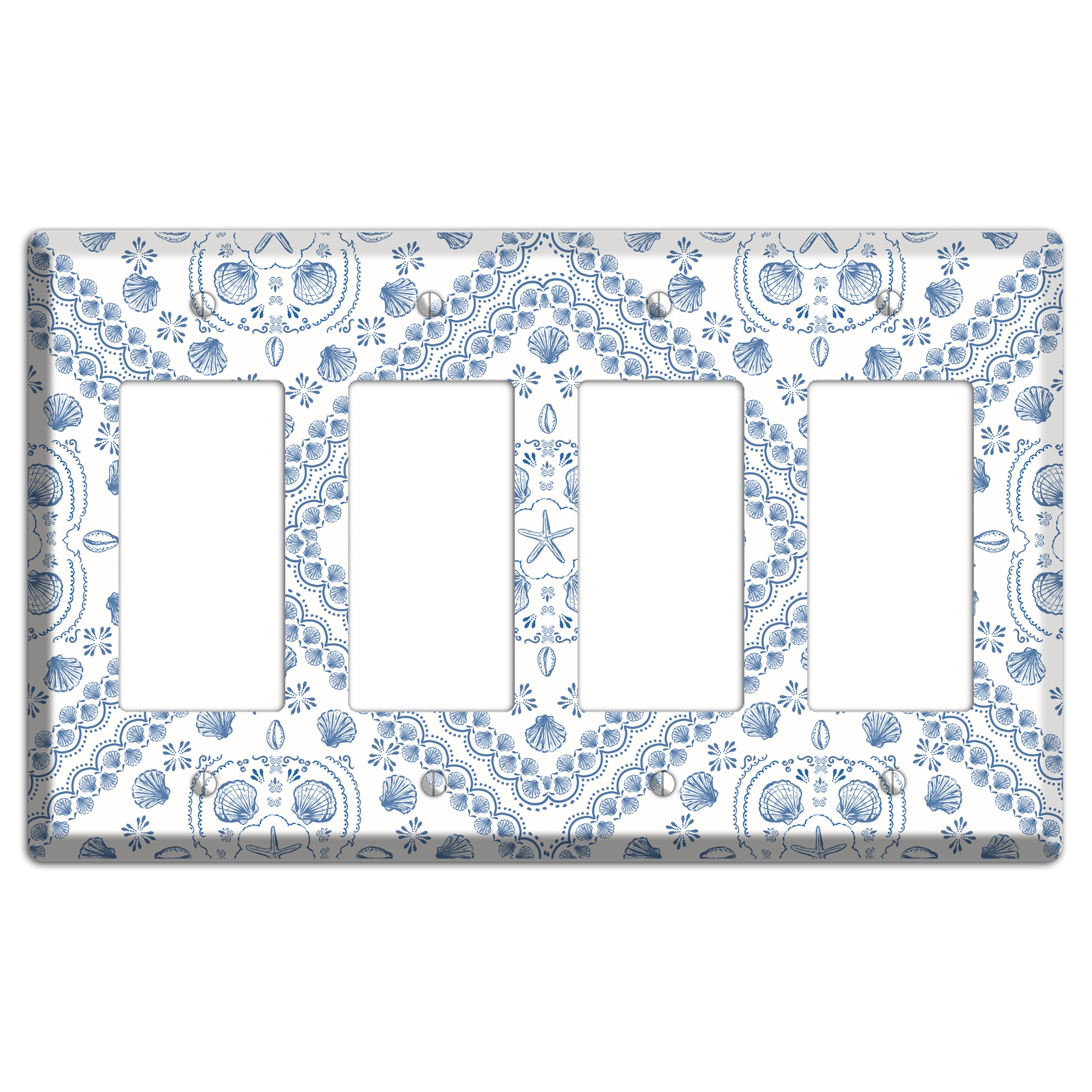 Azure Shell Damask 4 Rocker Wallplate