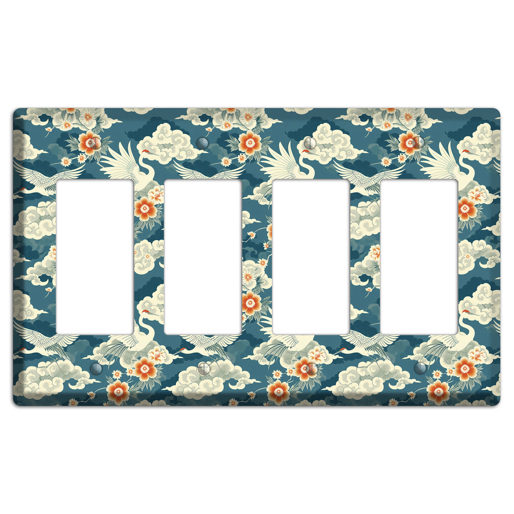 Teal Crane Ascendant 4 Rocker Wallplate