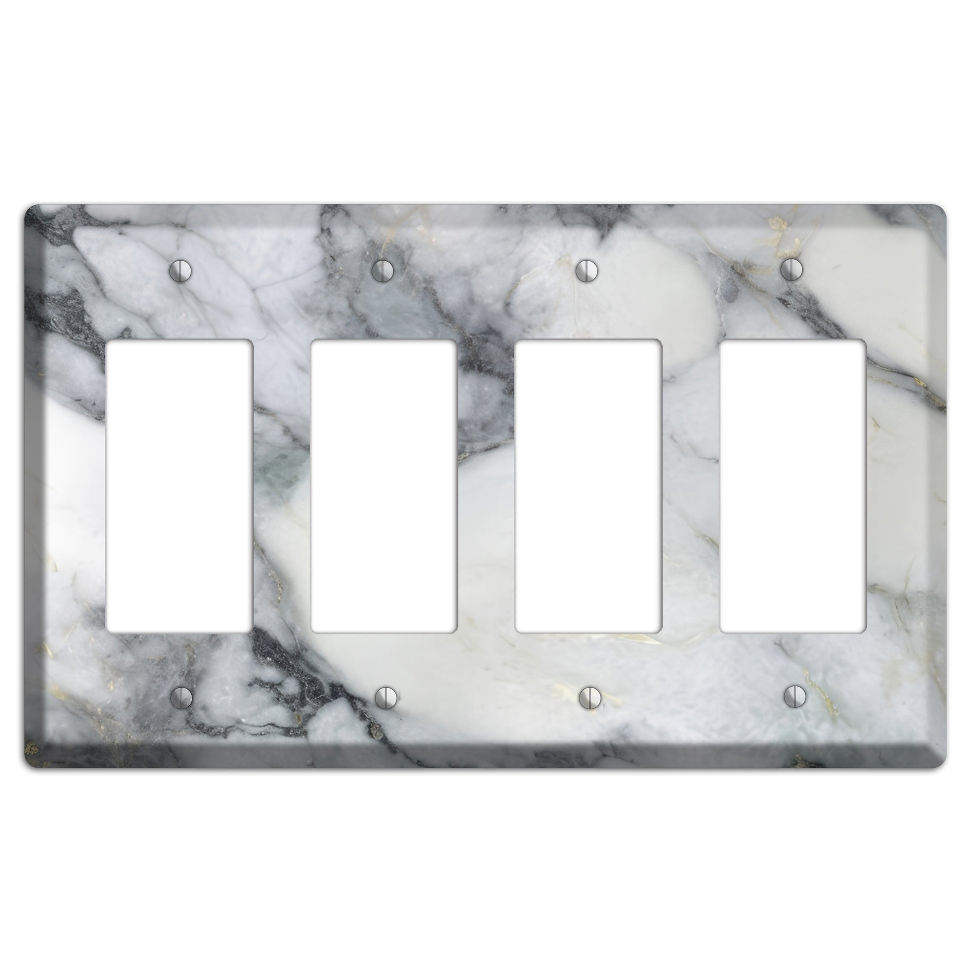 White and Grey Marble 4 Rocker Wallplate