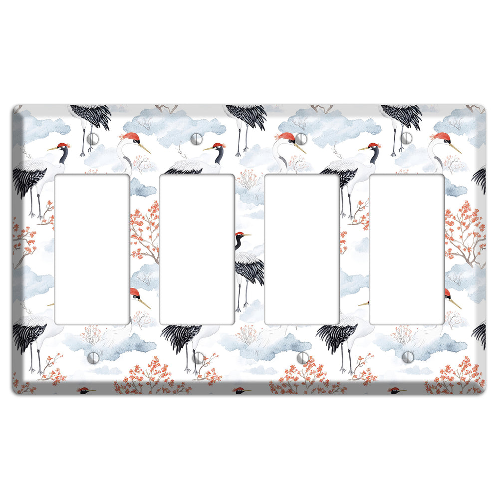 Crimson Crown Cranes 4 Rocker Wallplate