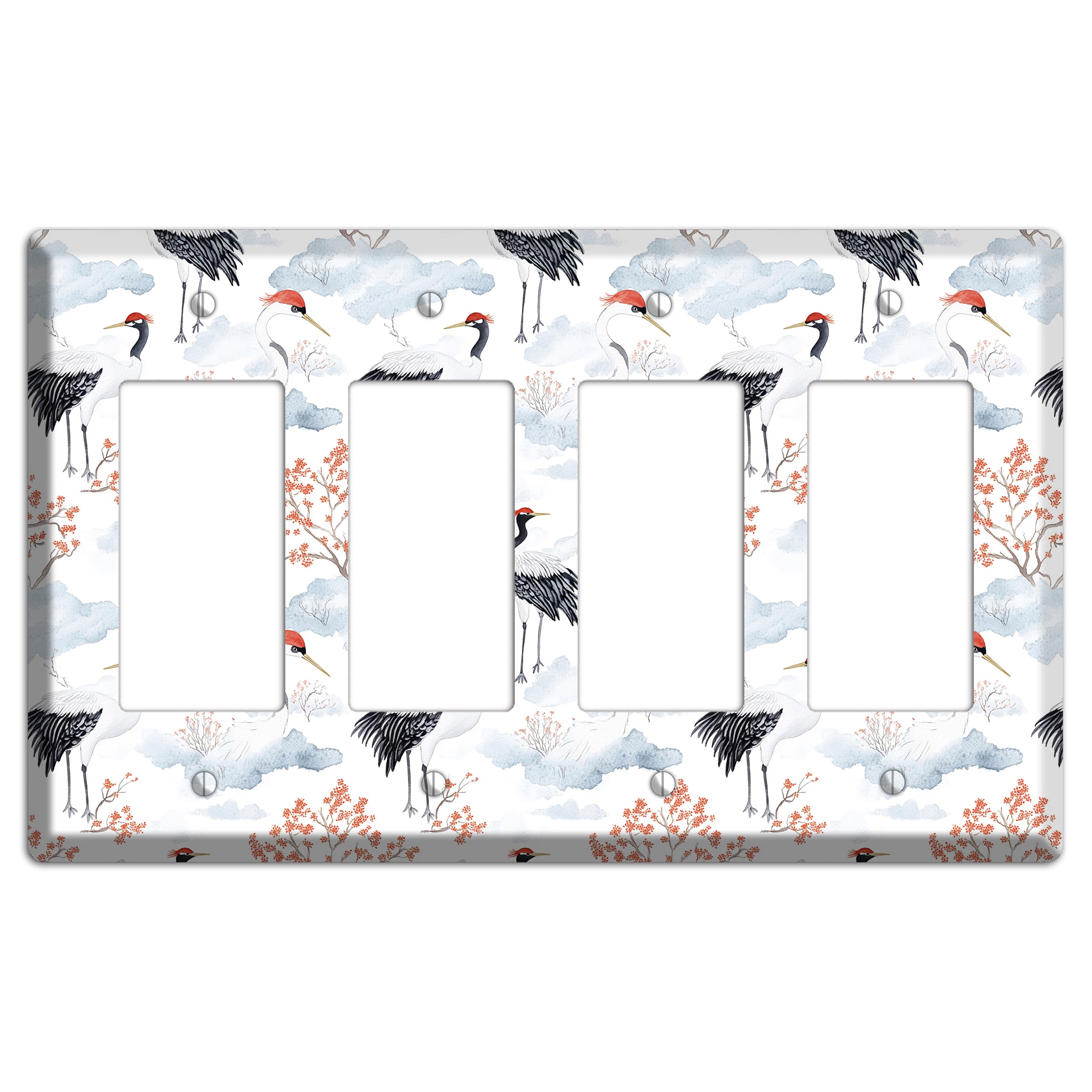 Crimson Crown Cranes 4 Rocker Wallplate