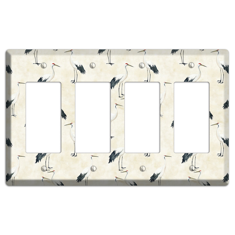 Pearl Crane Garden 4 Rocker Wallplate