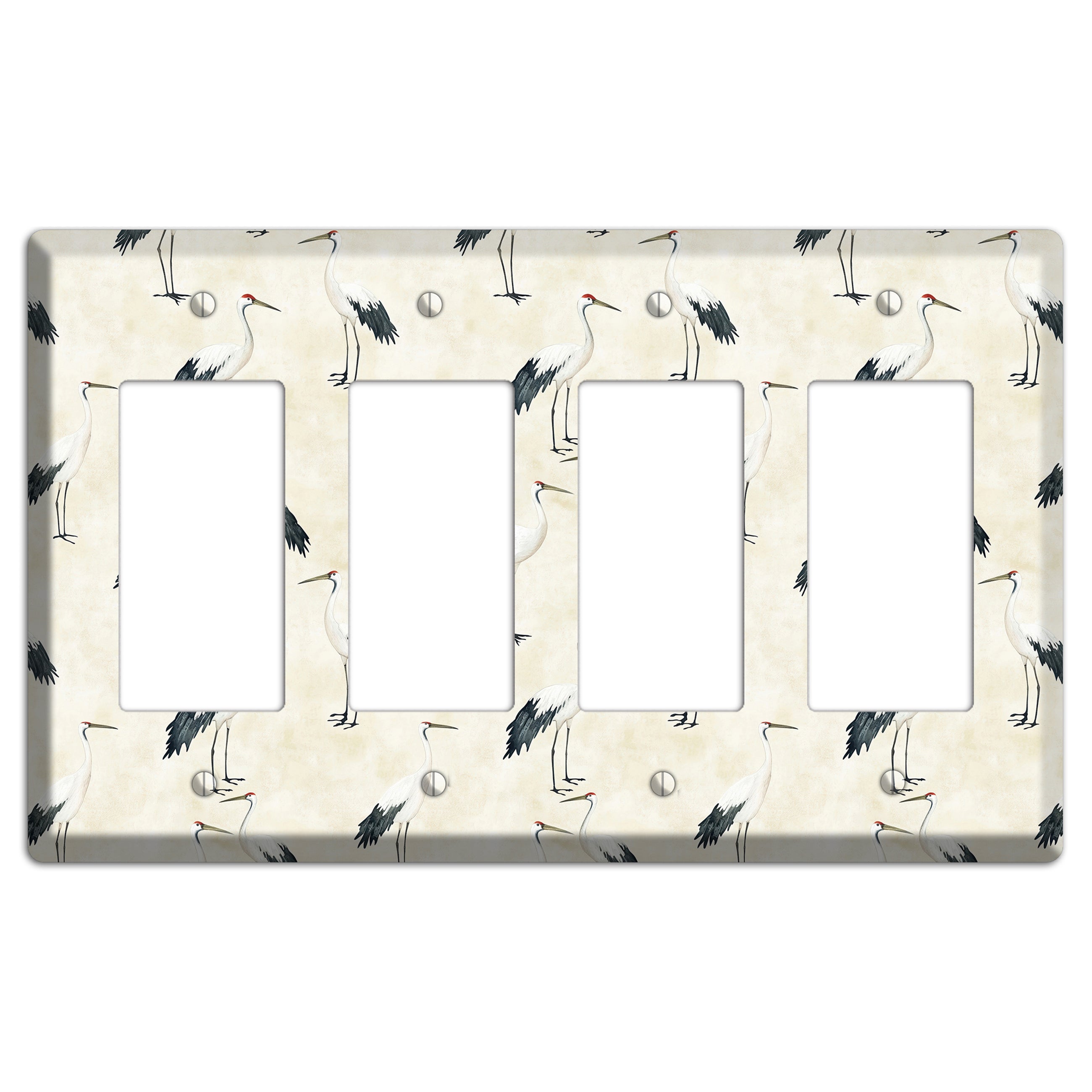 Pearl Crane Garden 4 Rocker Wallplate