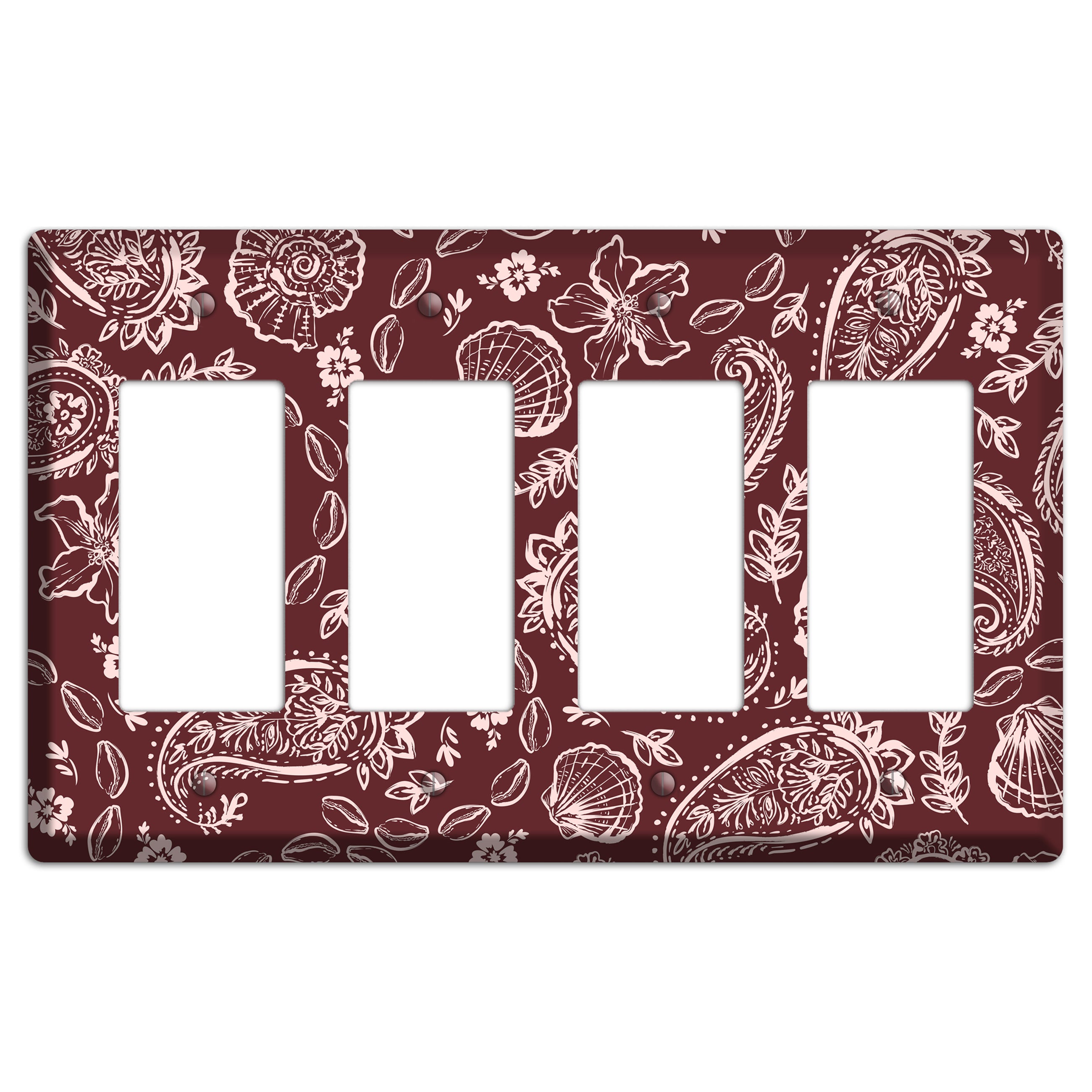Crimson Shell Paisley 4 Rocker Wallplate
