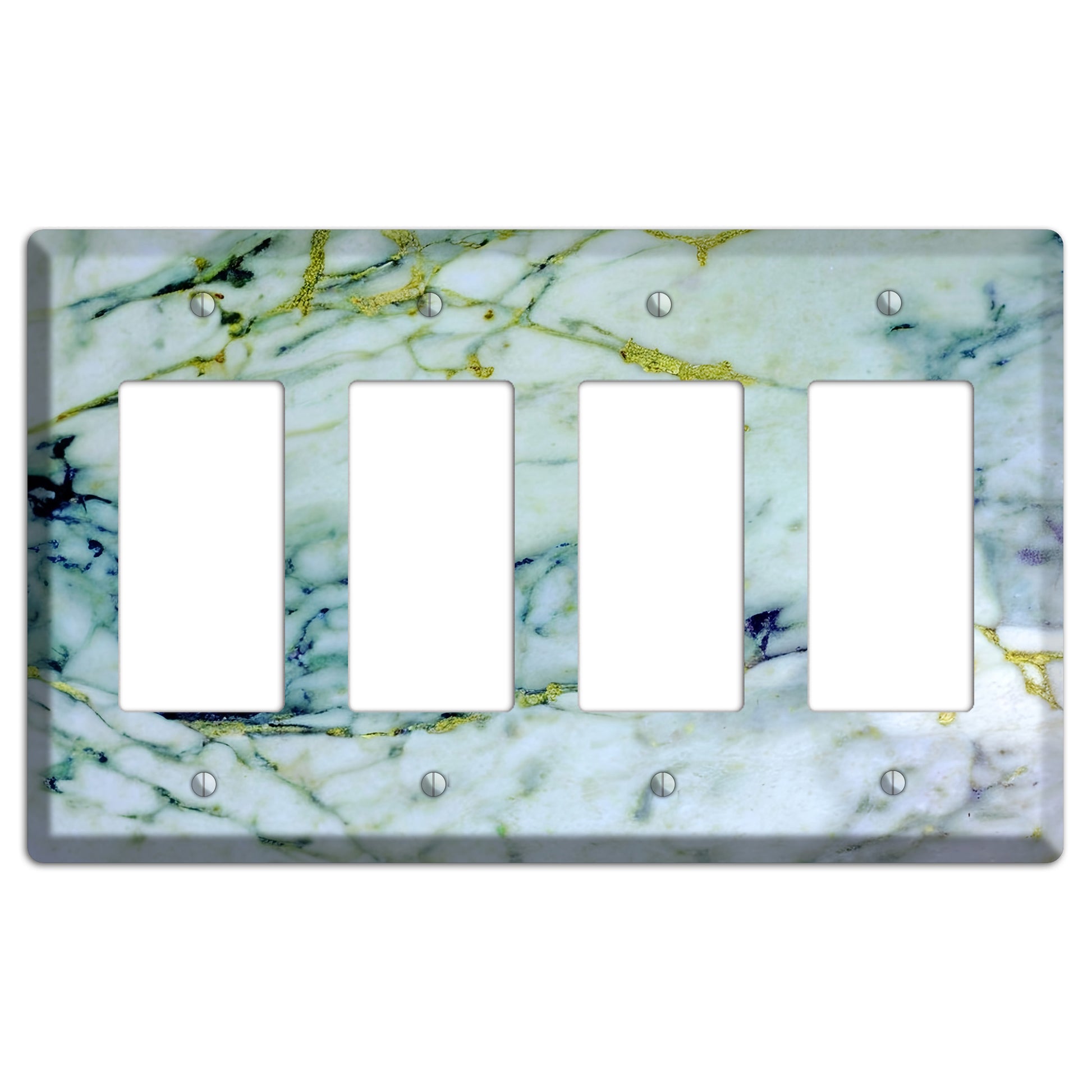 White, Green and Blue Marble 4 Rocker Wallplate