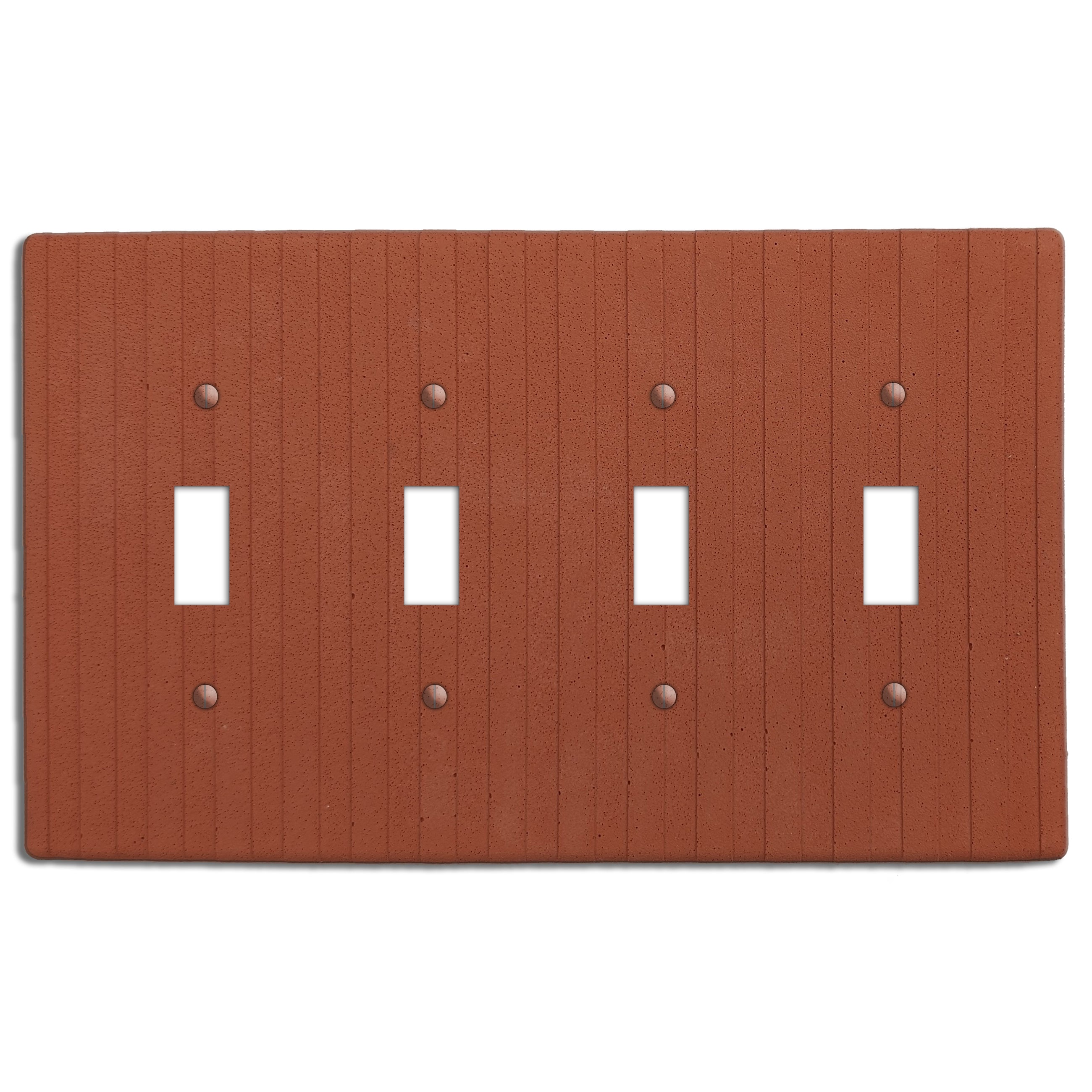 Terra Red Boho Stripes Four Toggle Switchplate