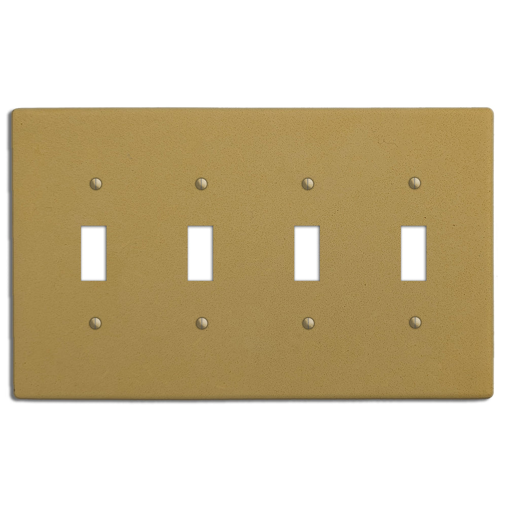 Saffron Yellow Boho Smooth Four Toggle Switchplate