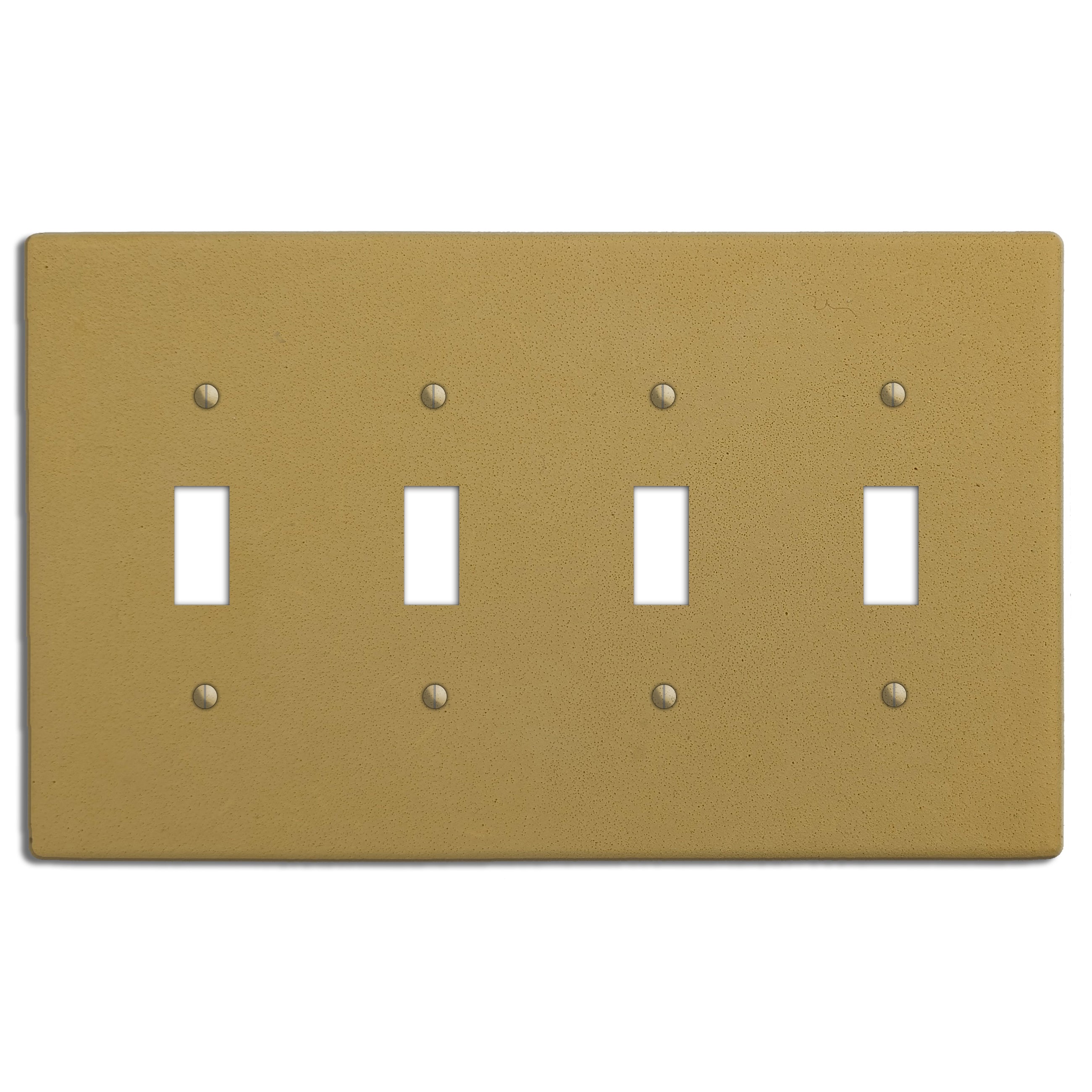 Saffron Yellow Boho Smooth Four Toggle Switchplate