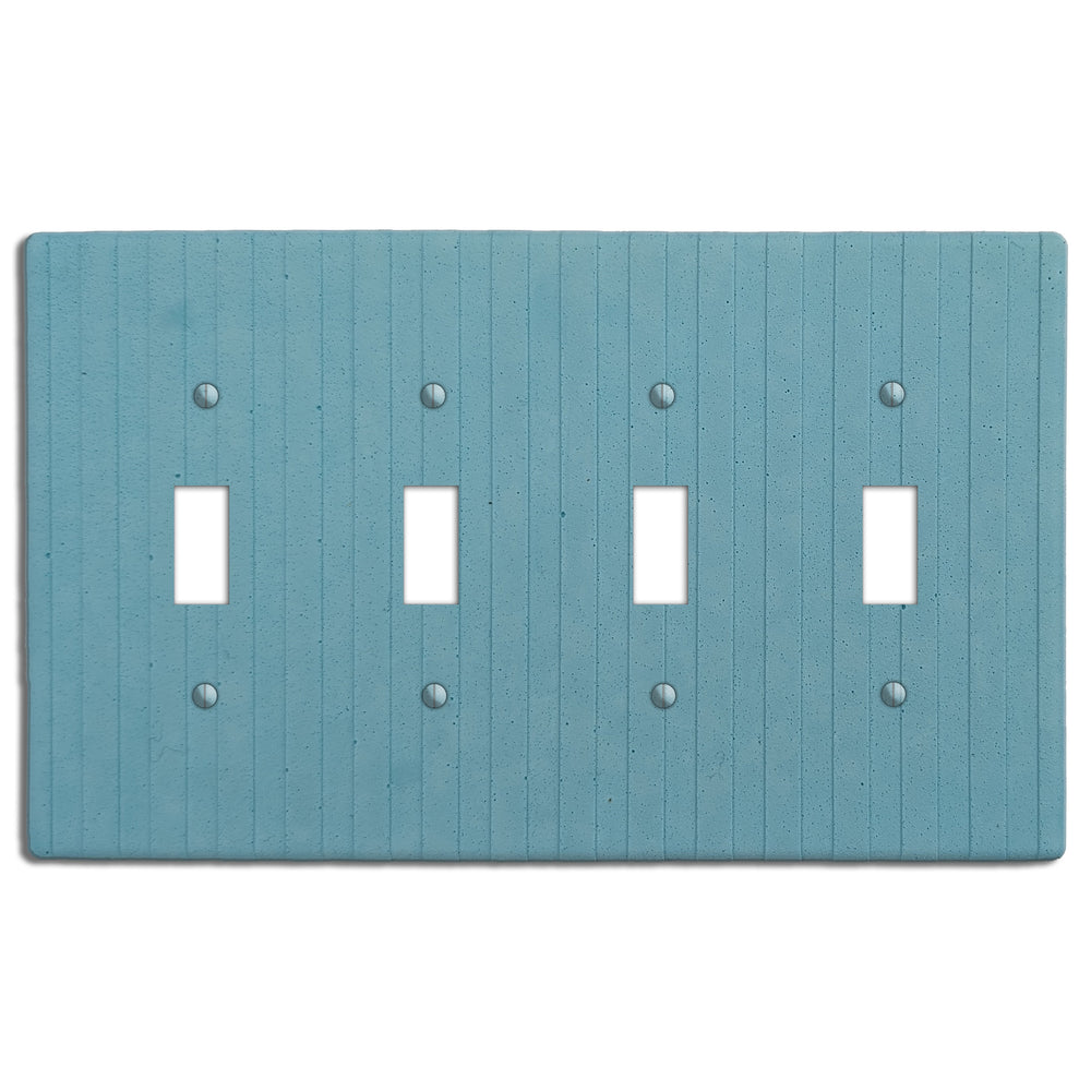 Caribbean Blue Boho Stripes Four Toggle Switchplate