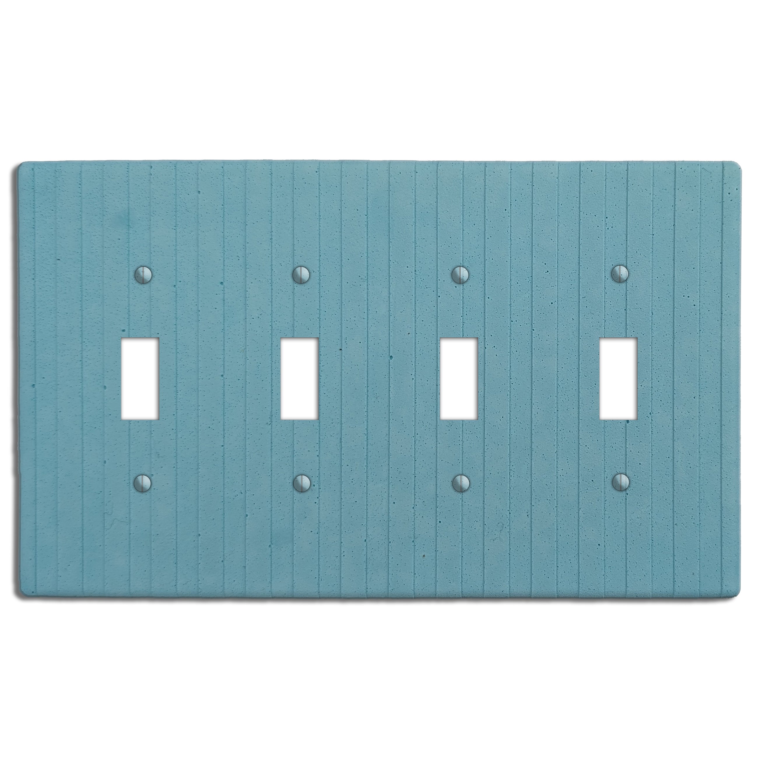 Caribbean Blue Boho Stripes Four Toggle Switchplate