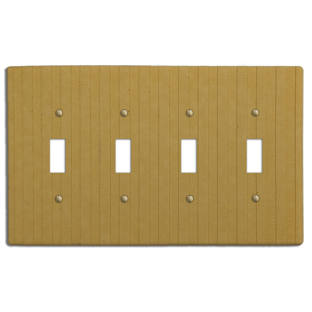 Saffron Yellow Boho Stripes Four Toggle Switchplate