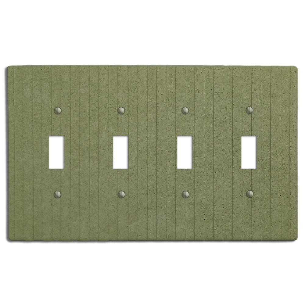 Sage Green Boho Stripes Four Toggle Switchplate