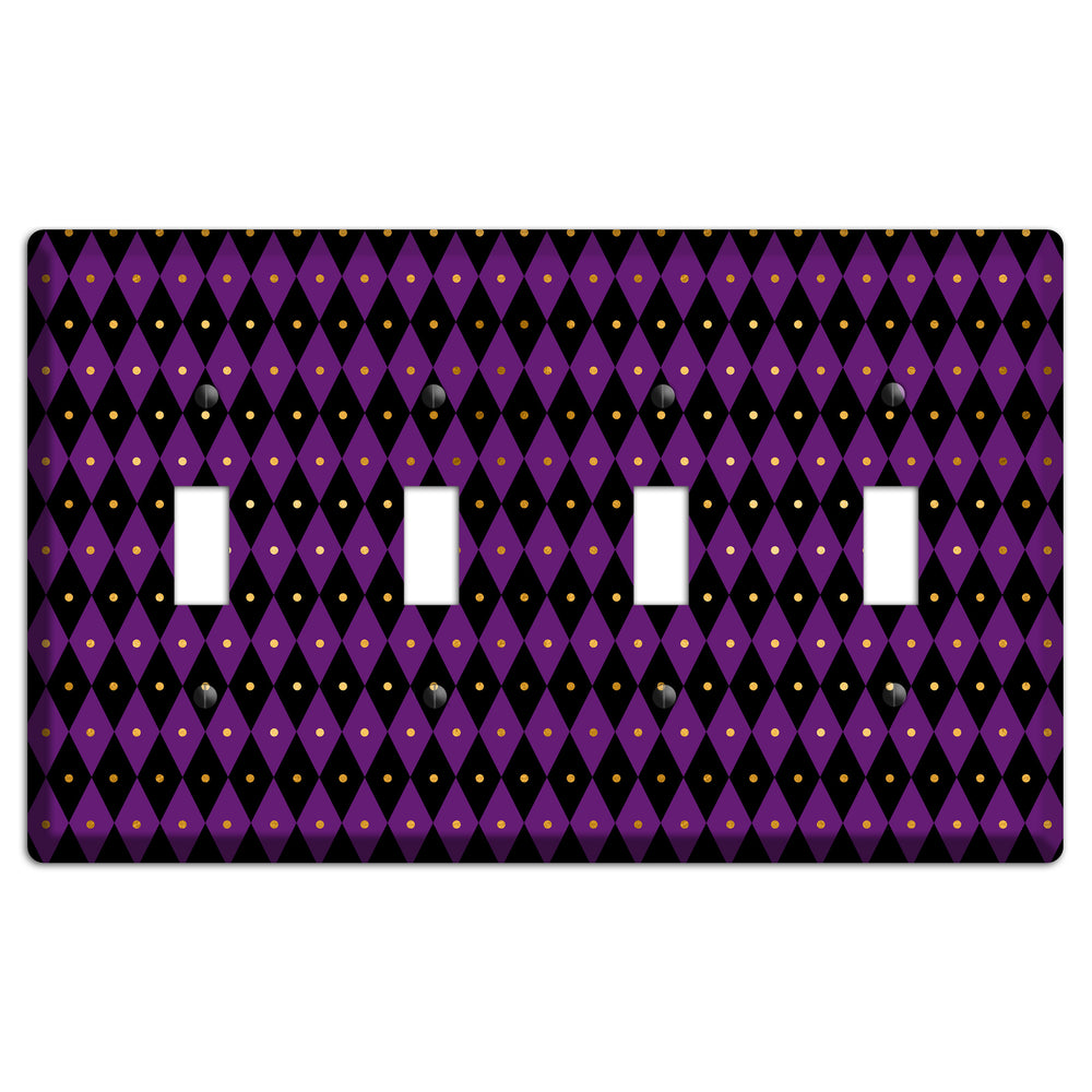 Royal Check: Violet 4 Toggle Wallplate