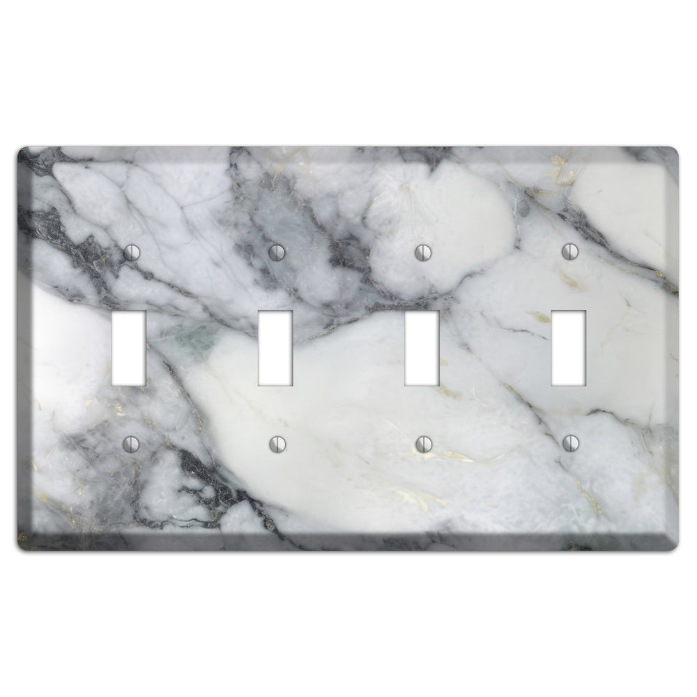 White and Grey Marble 4 Toggle Wallplate