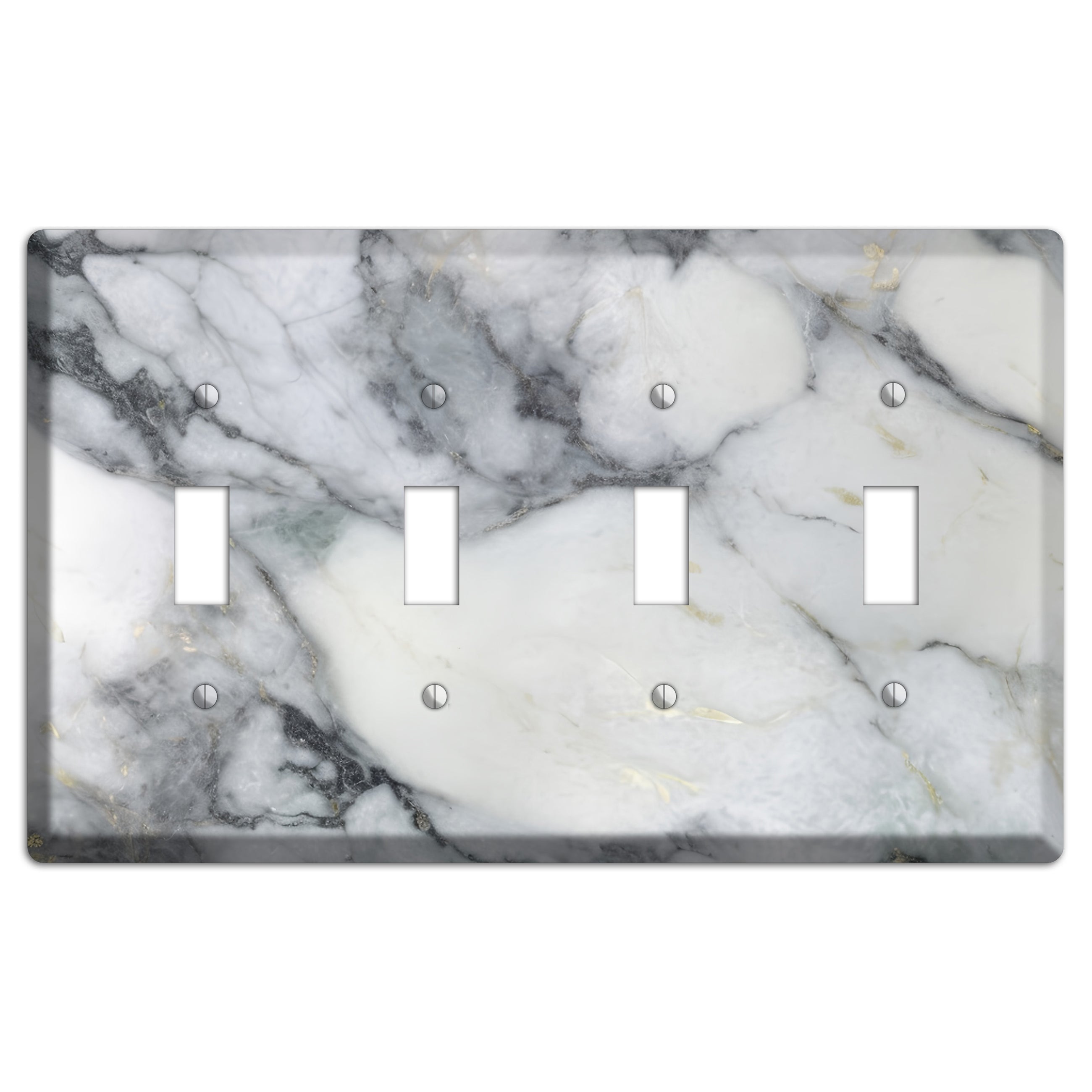 White and Grey Marble 4 Toggle Wallplate