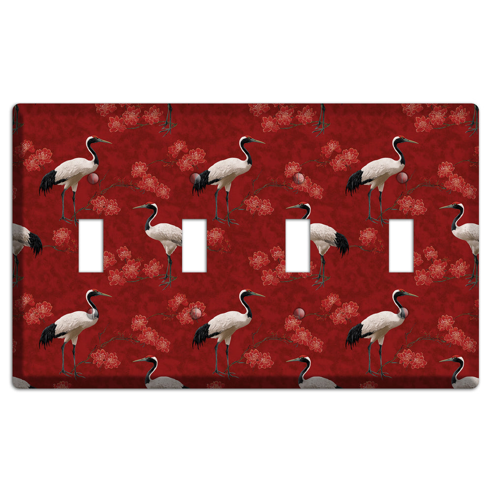 Vermillion Crane Bloom 4 Toggle Wallplate