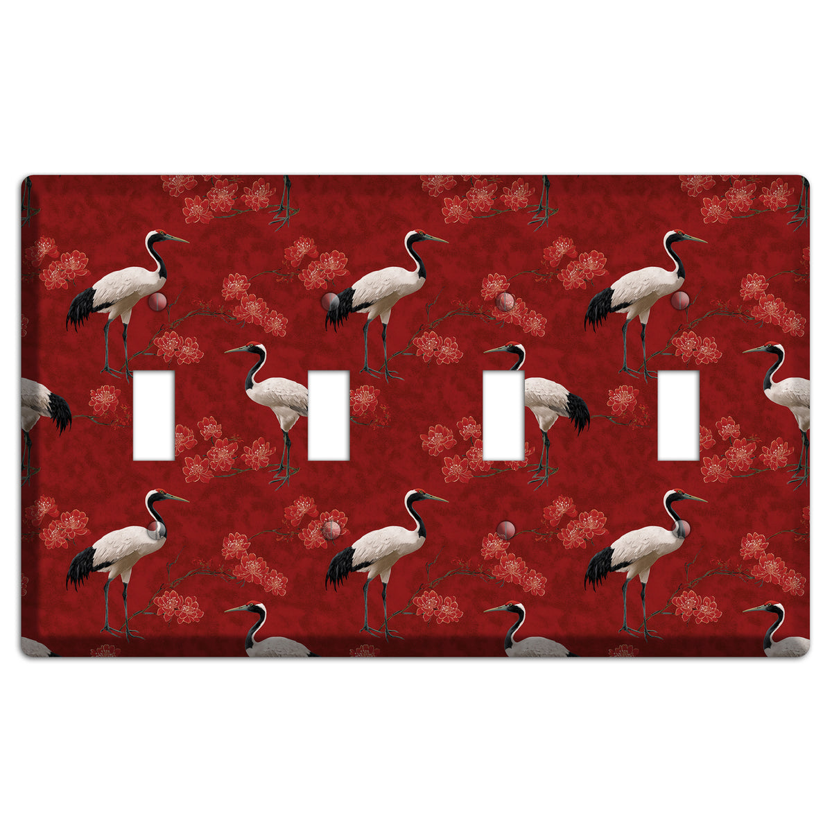 Vermillion Crane Bloom 4 Toggle Wallplate