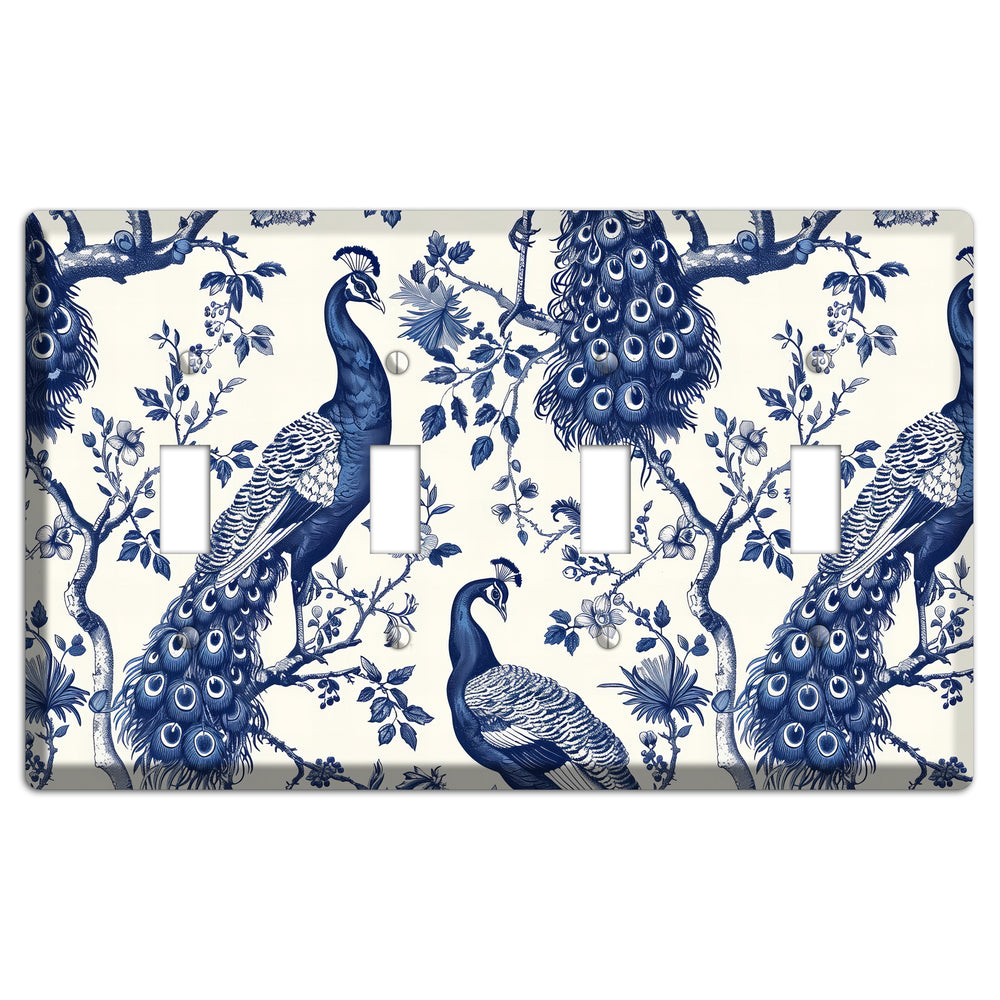 Peacock & Bough 4 Toggle Wallplate